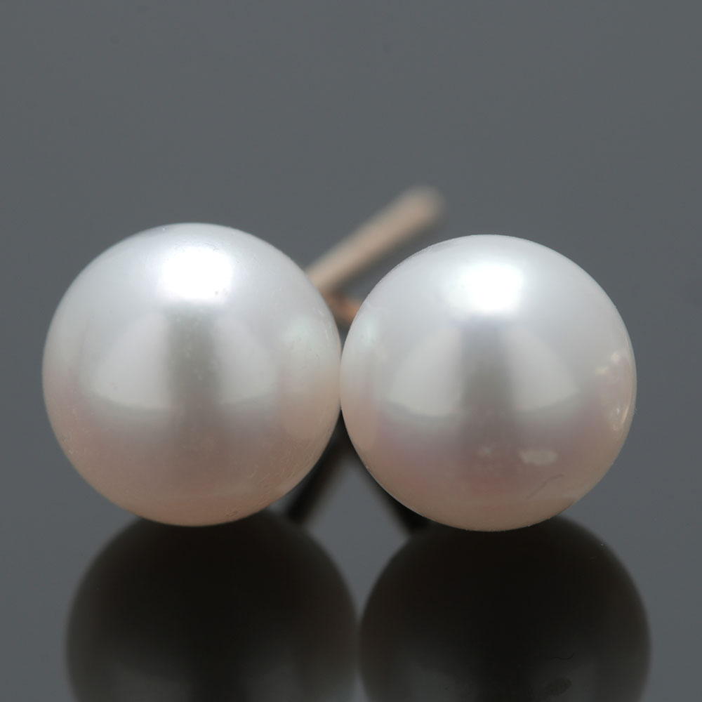 14K Yellow Gold Cultured Pearl and Cubic Zirconia Stud Earrings