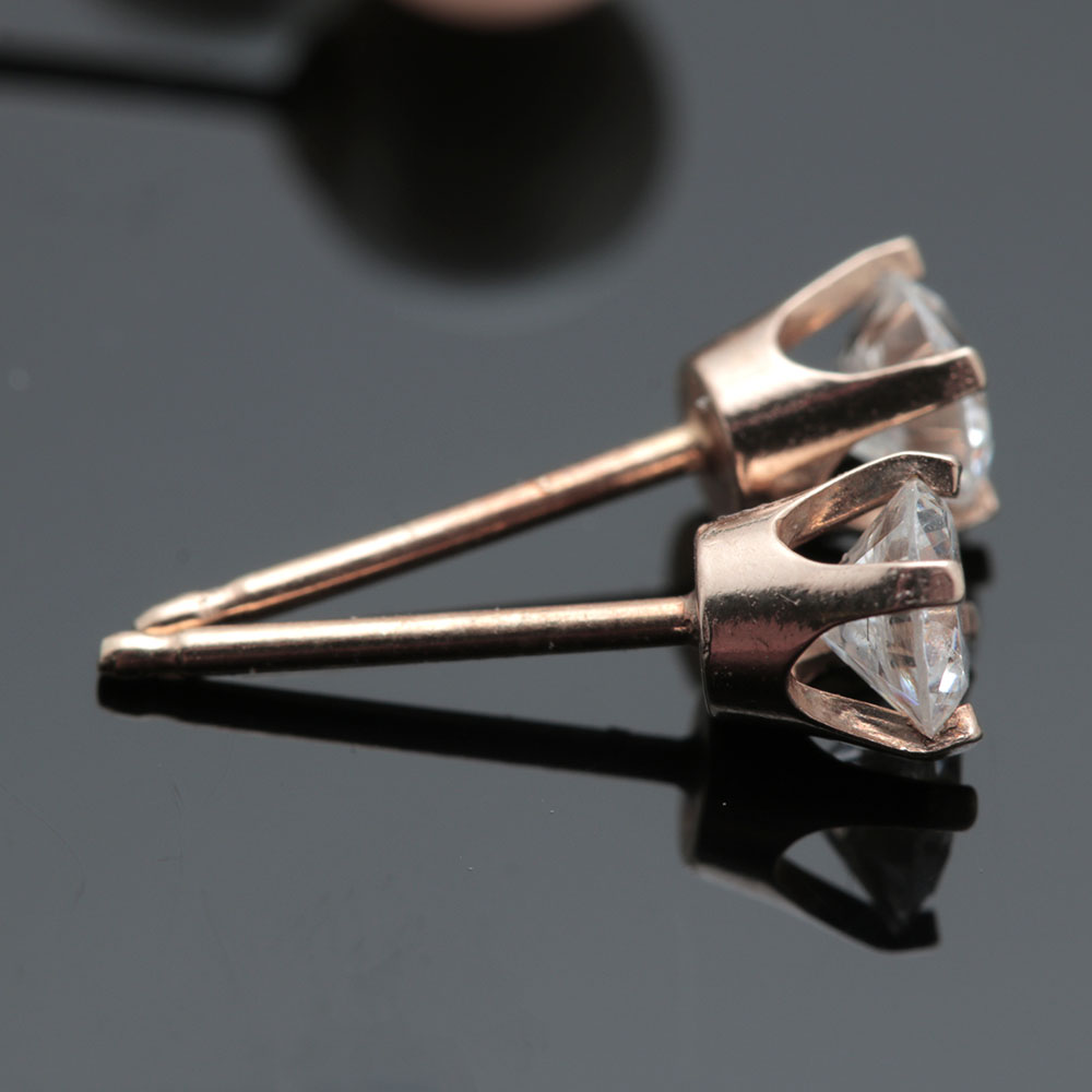 14K Yellow Gold Cultured Pearl and Cubic Zirconia Stud Earrings