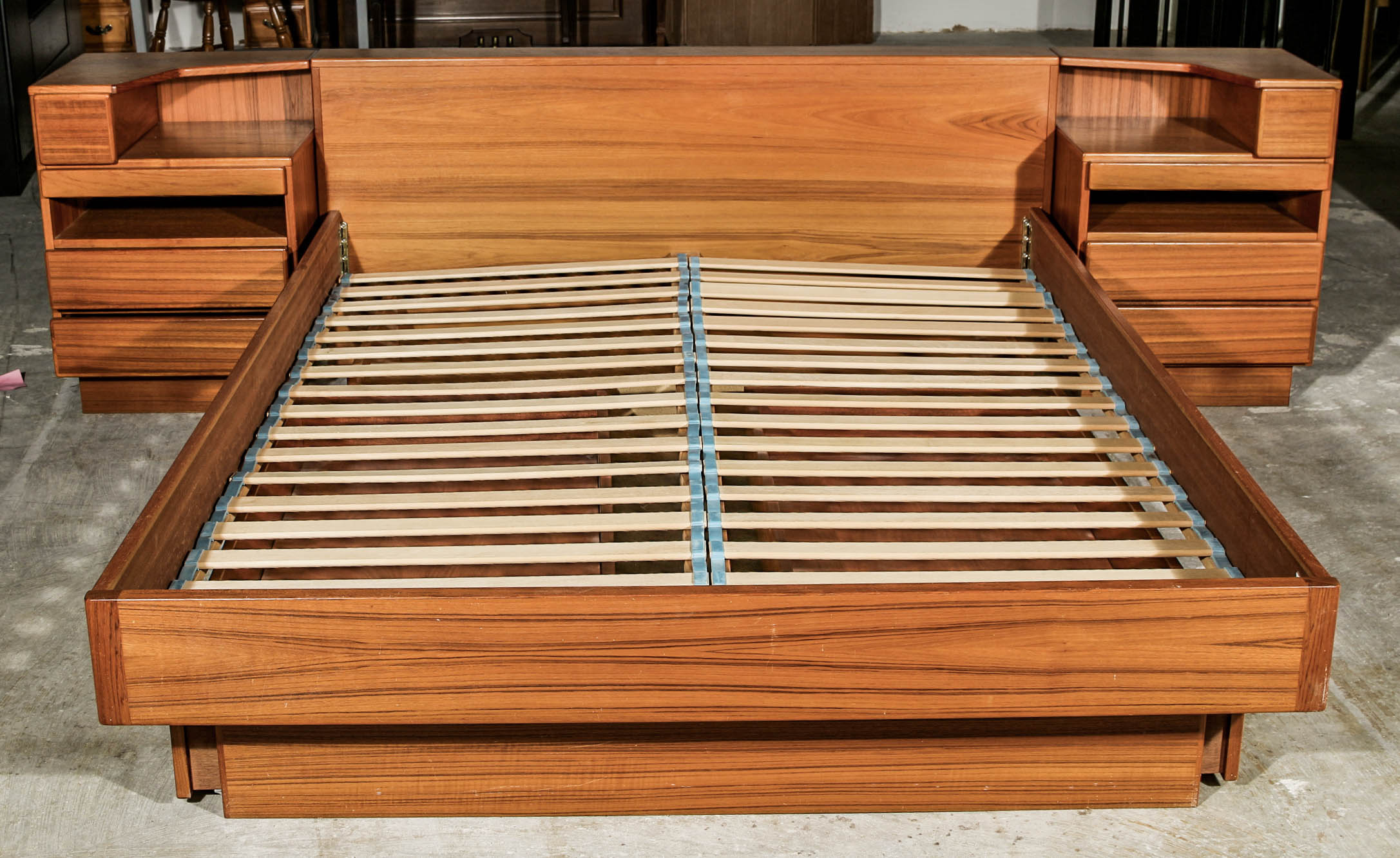 Teak Danish Modern Queen Size Bed Frame by Scan Coll