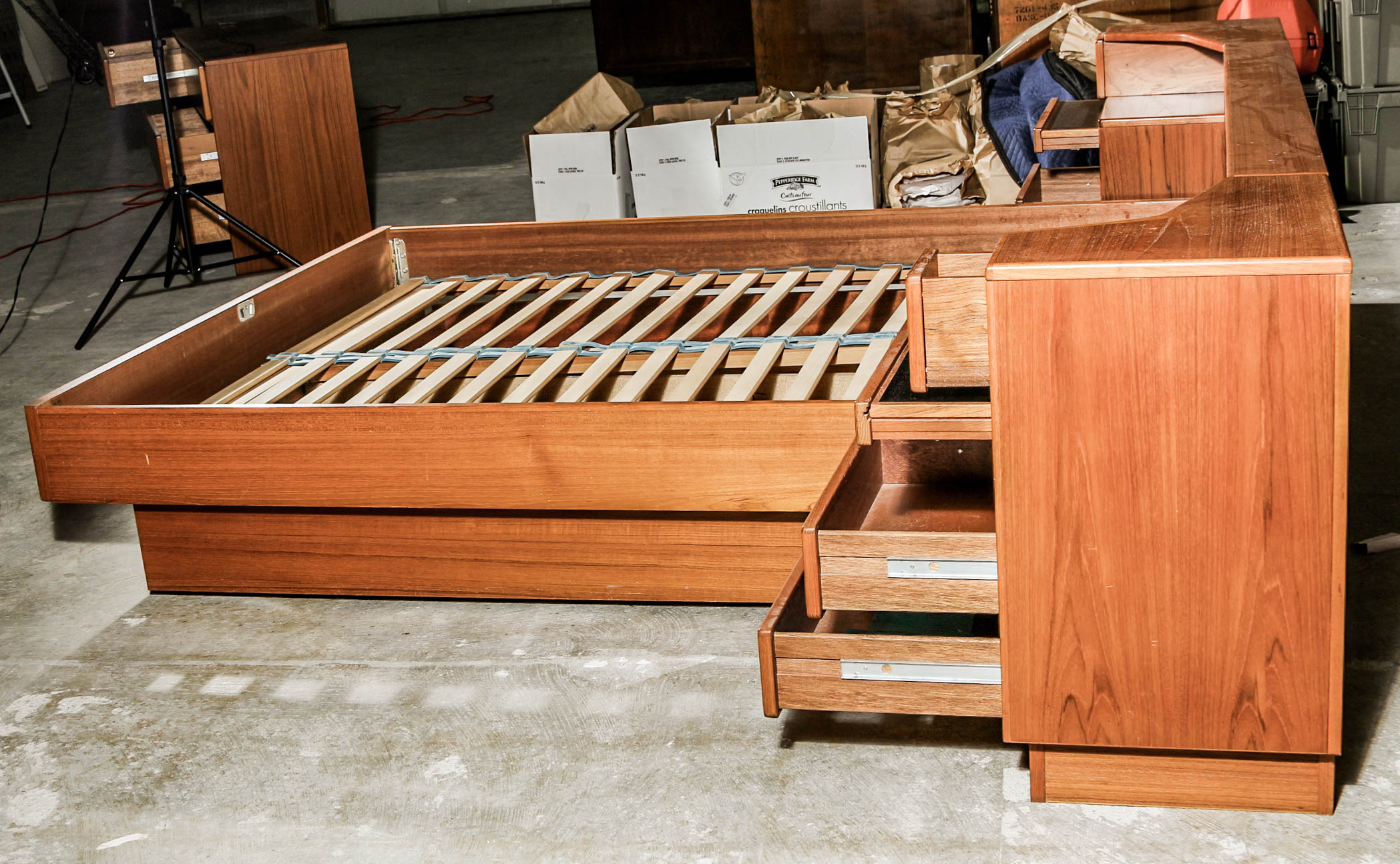 Teak Danish Modern Queen Size Bed Frame by Scan Coll