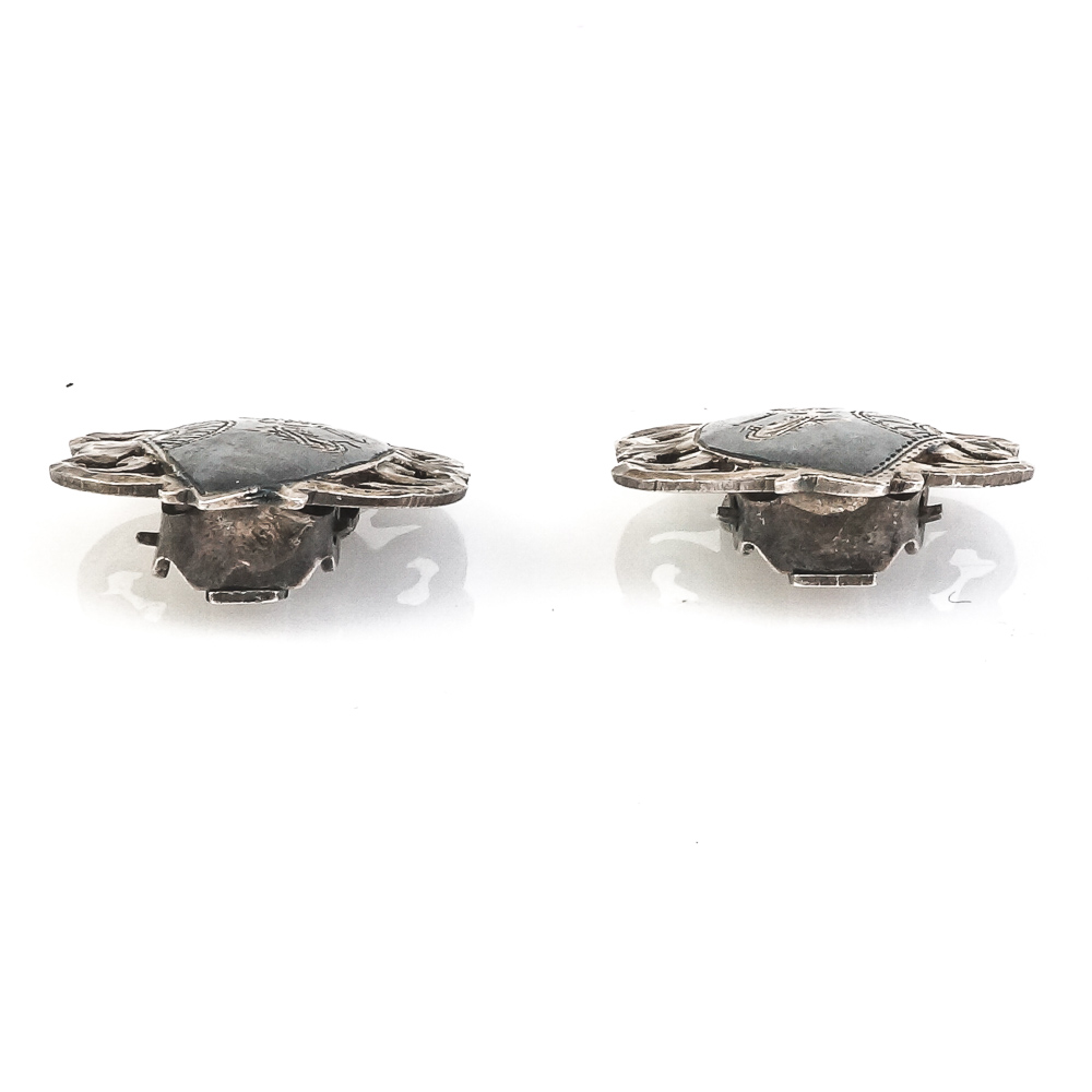 Collection of Vintage Mesoamerican and Thai Niello Sterling Silver Earrings