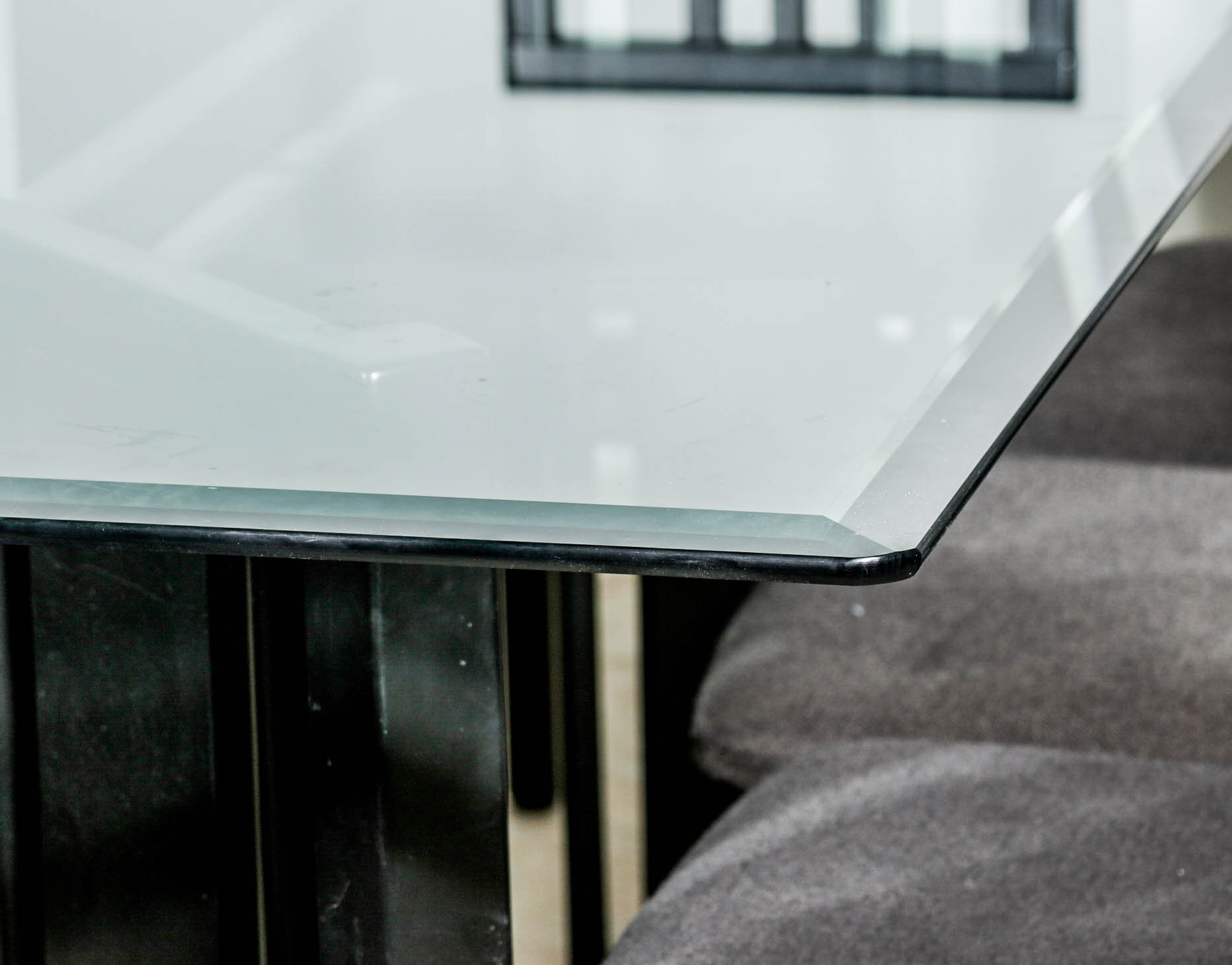 Modernist Glass-Topped Dining Table with Eight Side Chairs by IMS SRL Italy