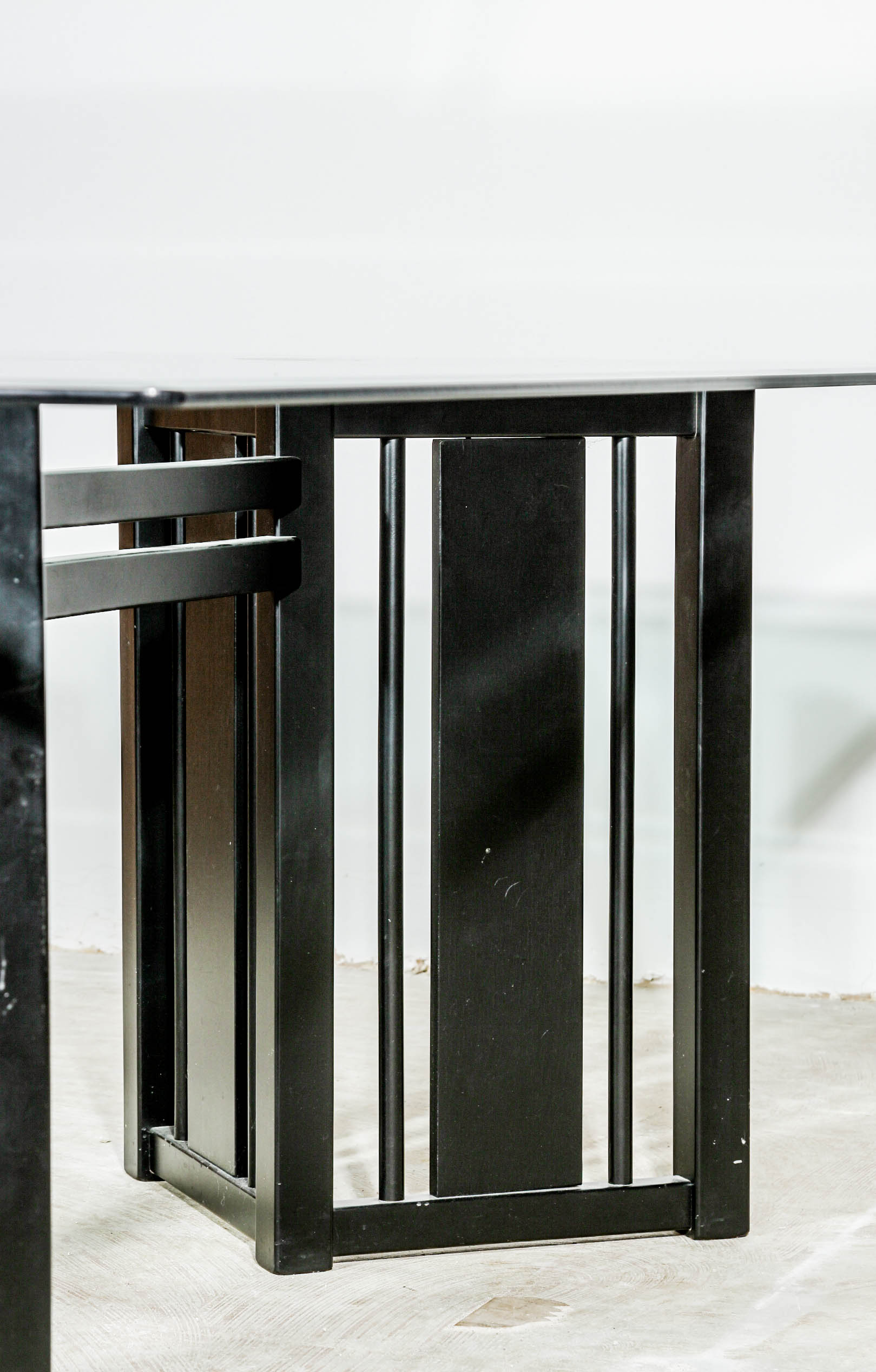 Modernist Glass-Topped Dining Table with Eight Side Chairs by IMS SRL Italy