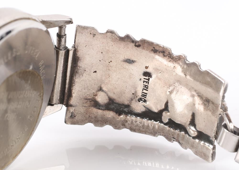 Vintage Guess Watch with Sterling Silver and Coral Accents