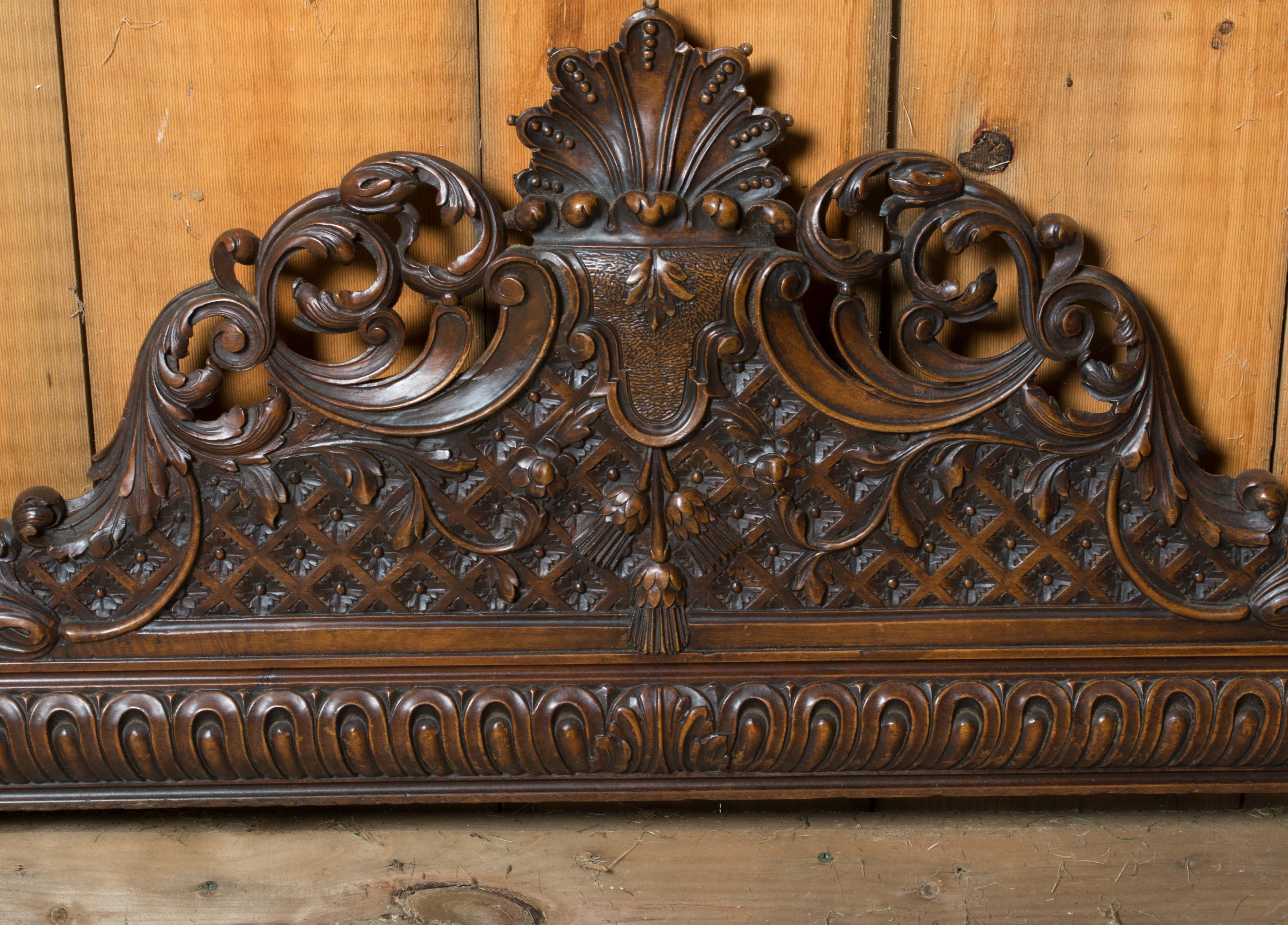 Vintage Victorian Style Twin Size Walnut Headboard and Footboard