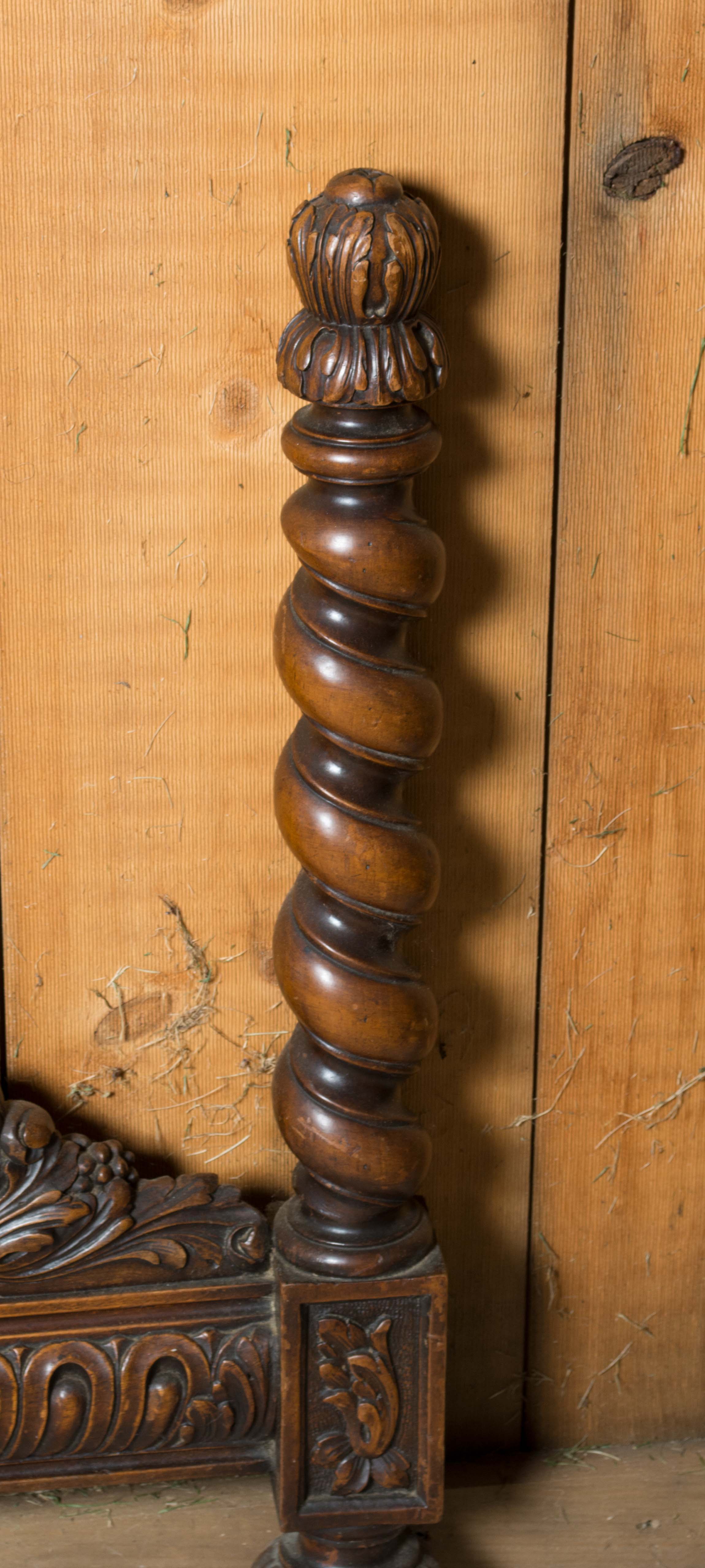 Vintage Victorian Style Twin Size Walnut Headboard and Footboard