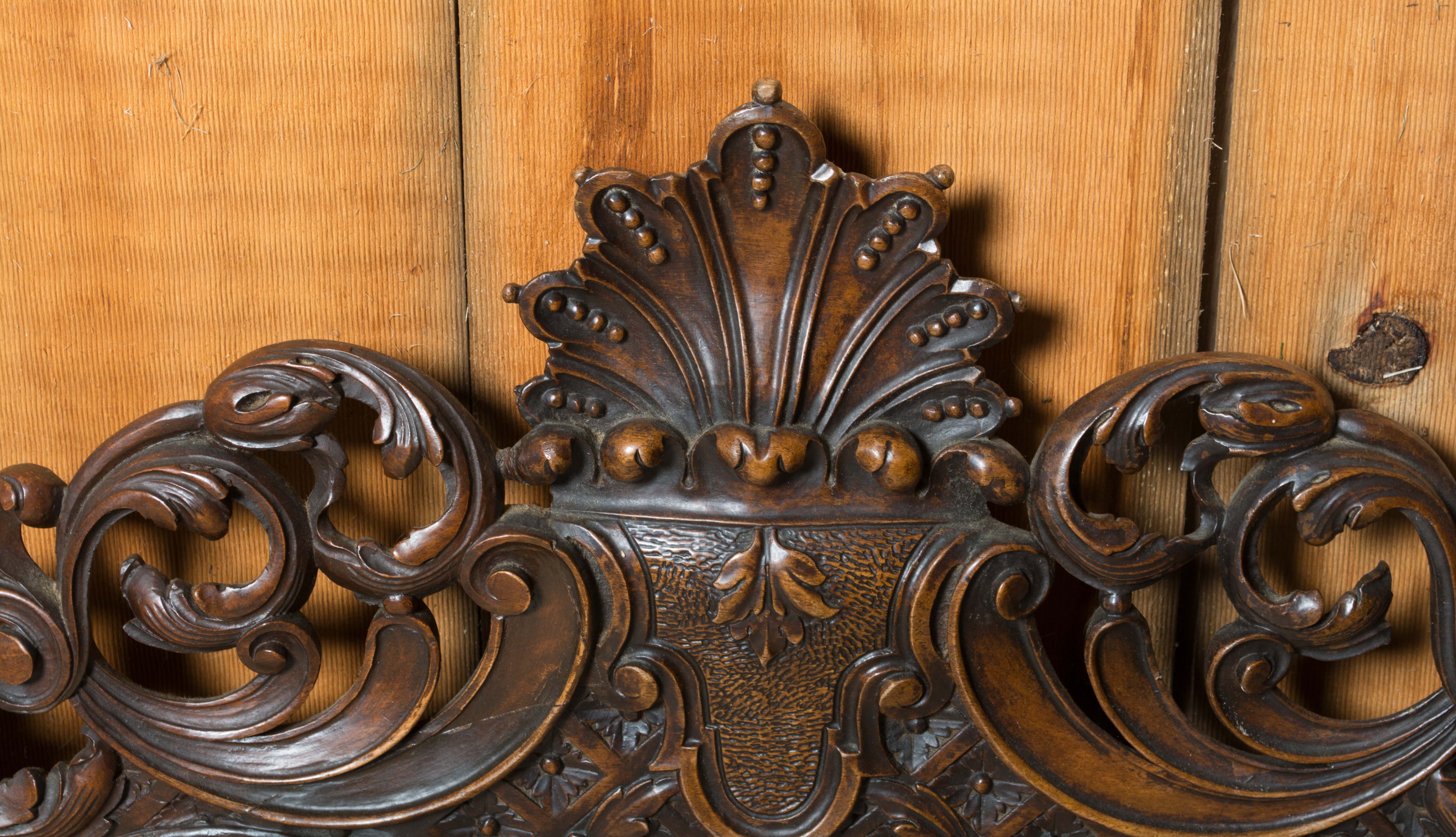 Vintage Victorian Style Twin Size Walnut Headboard and Footboard