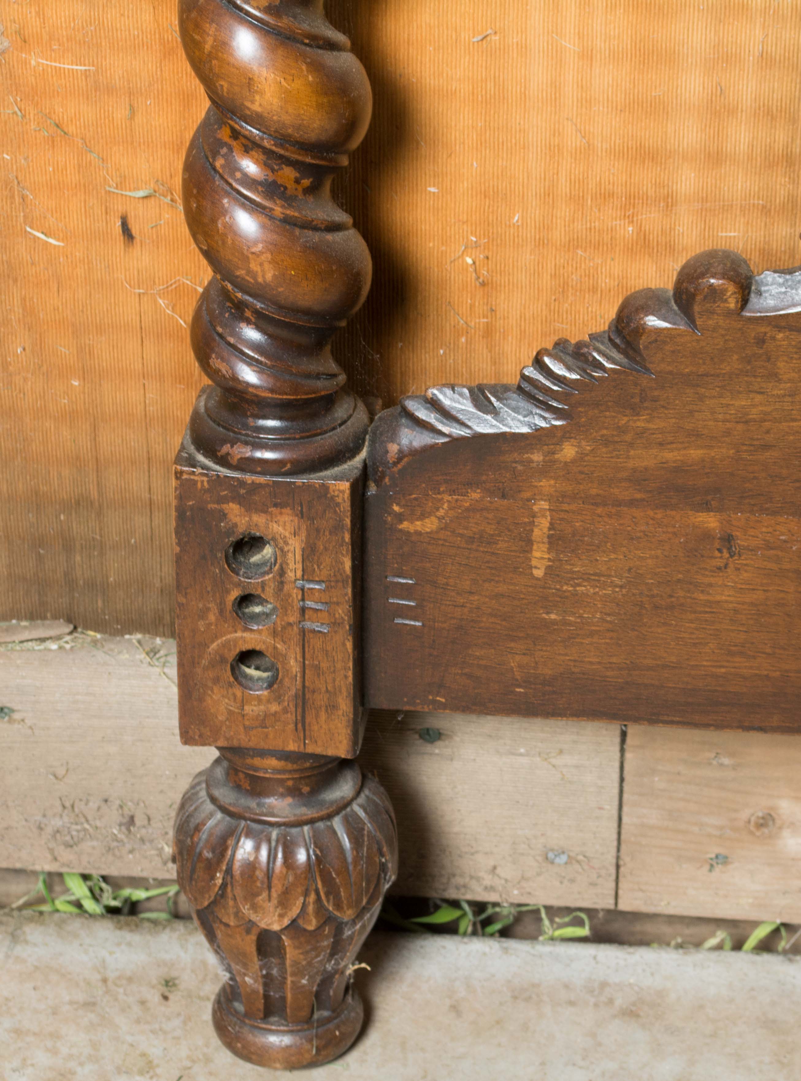Vintage Victorian Style Twin Size Walnut Headboard and Footboard