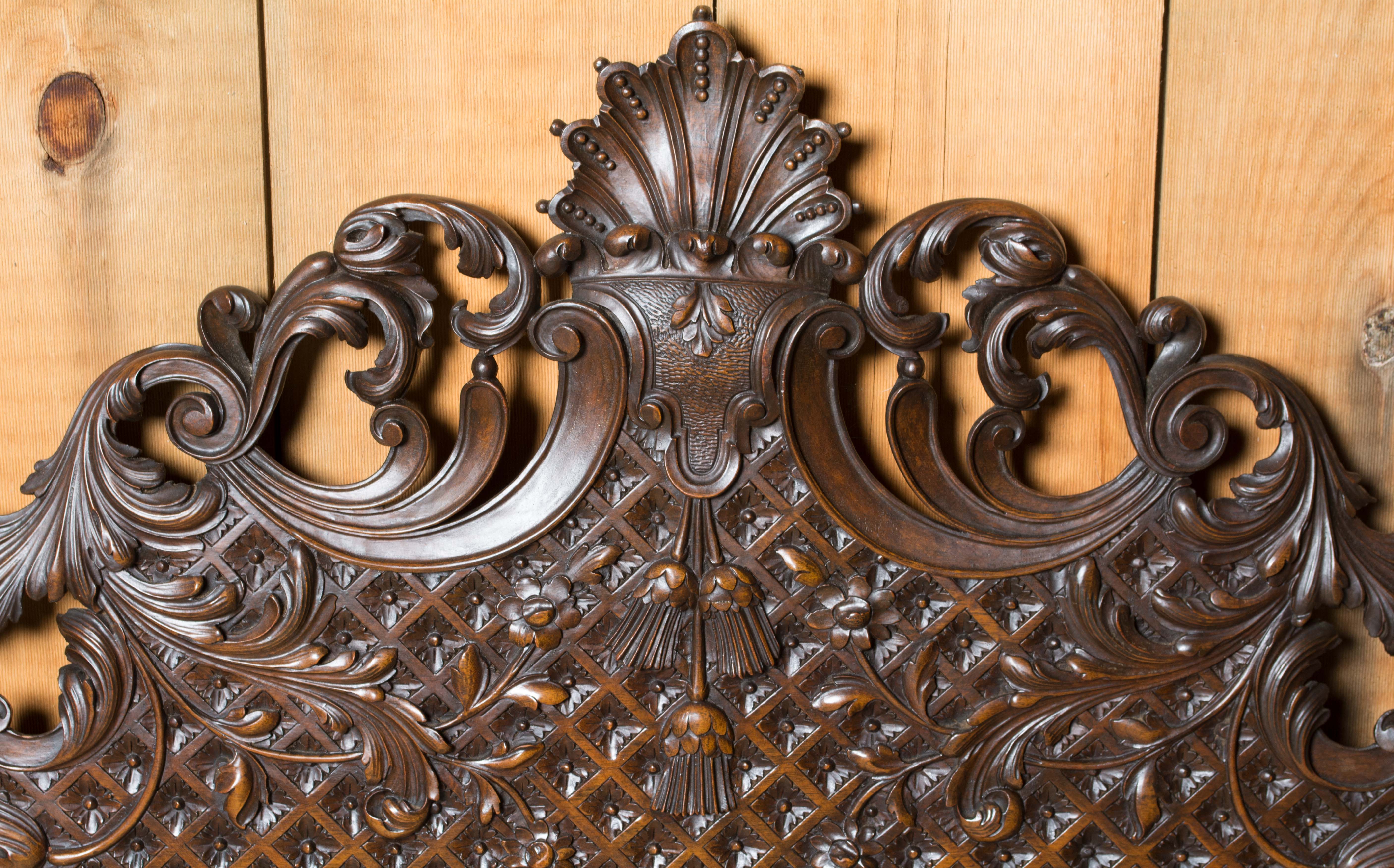 Vintage Victorian Style Twin Size Walnut Headboard and Footboard