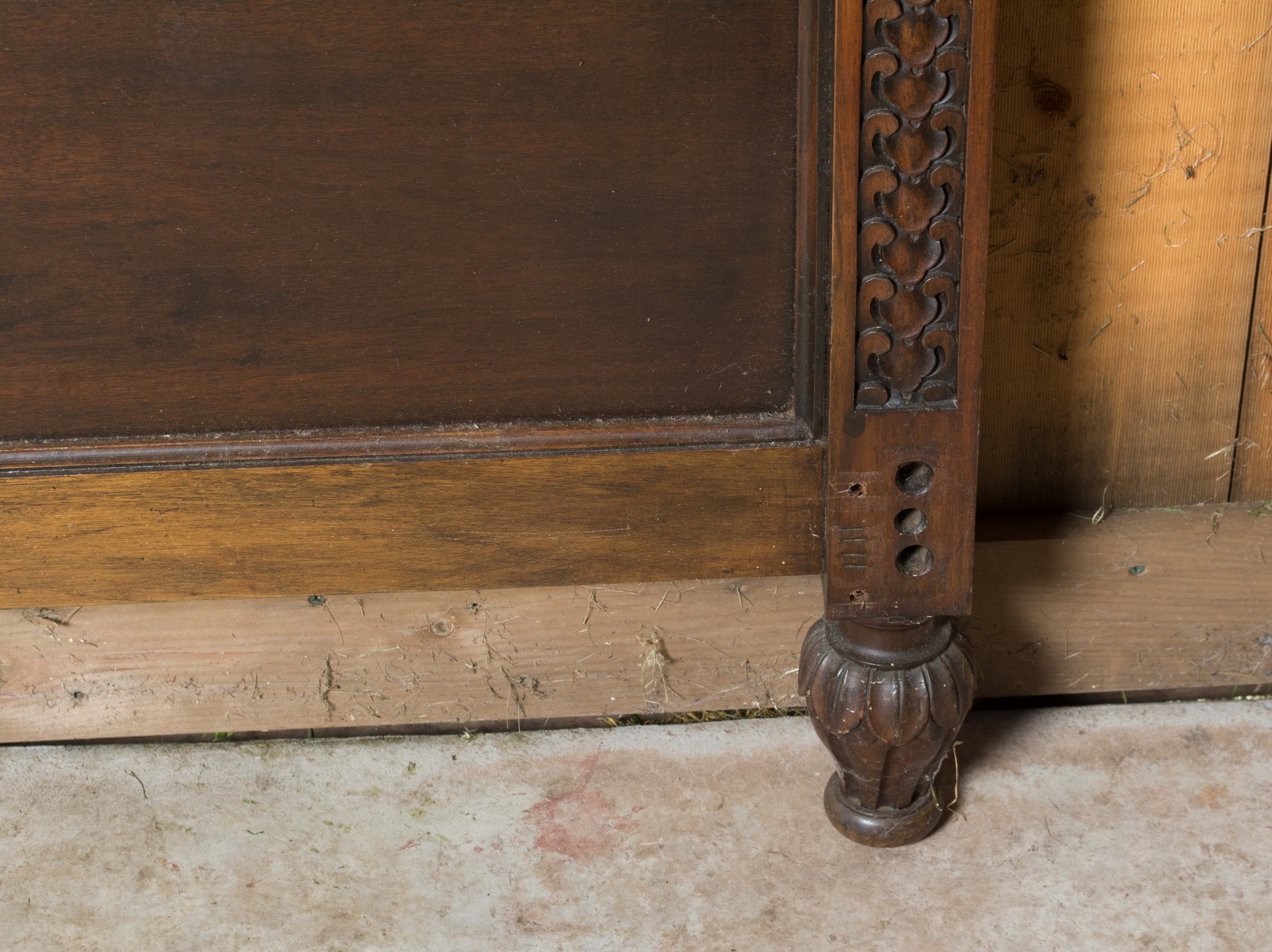 Vintage Victorian Style Twin Size Walnut Headboard and Footboard