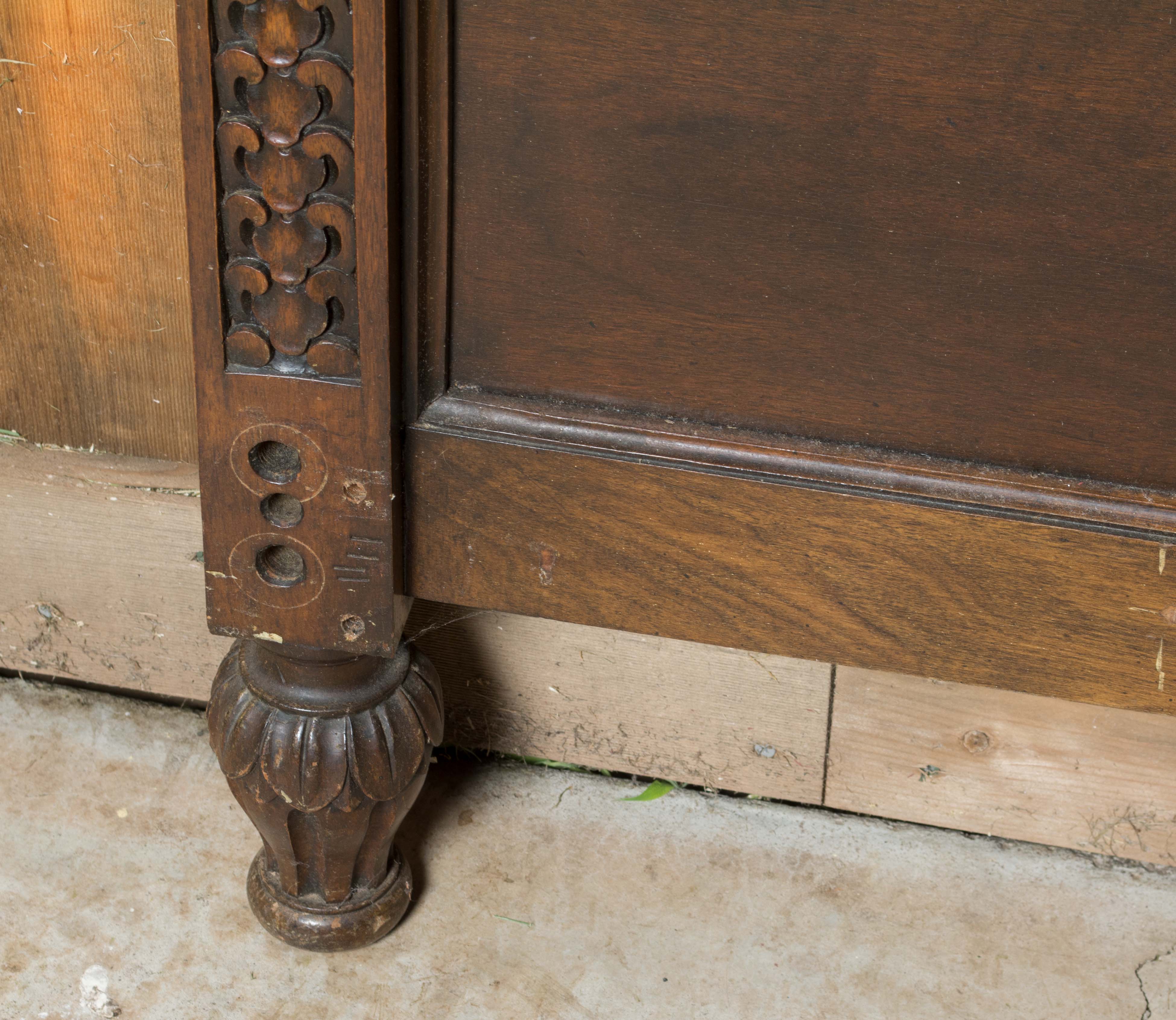 Vintage Victorian Style Twin Size Walnut Headboard and Footboard
