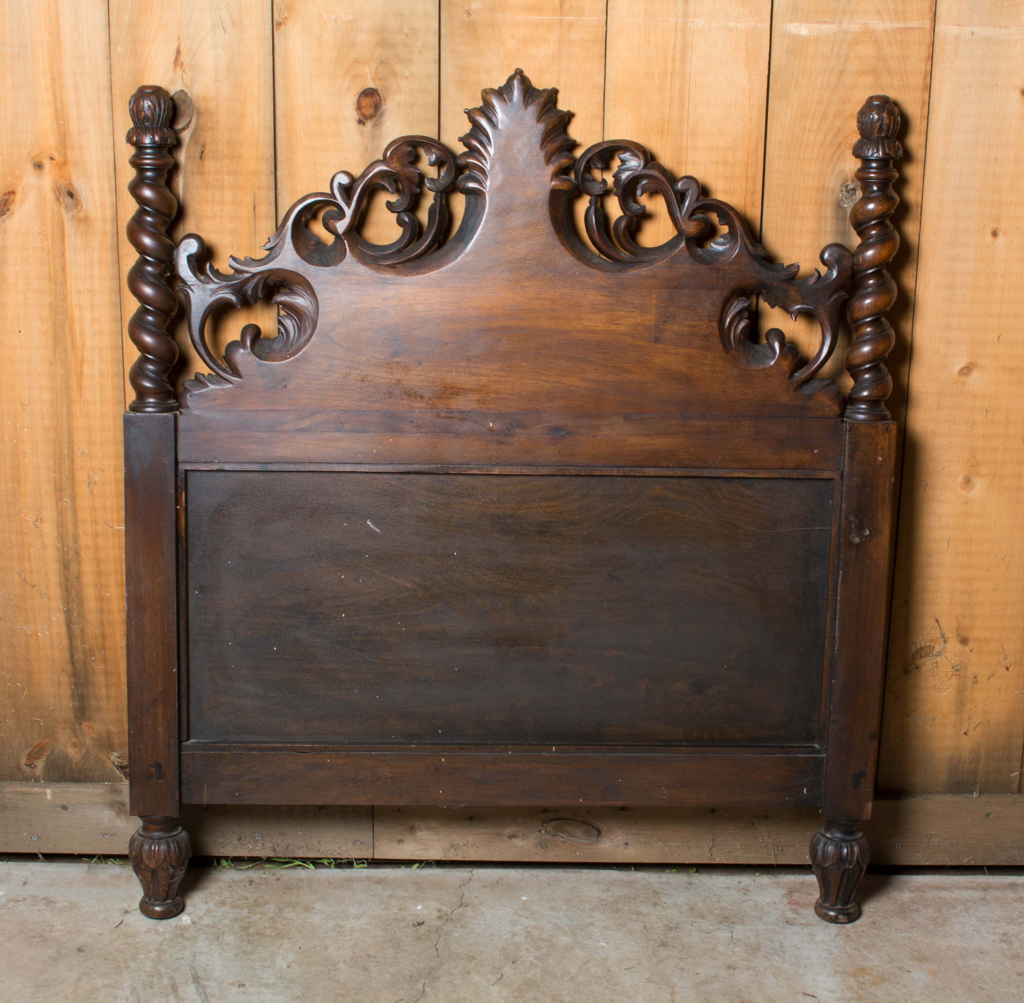 Vintage Victorian Style Twin Size Walnut Headboard and Footboard