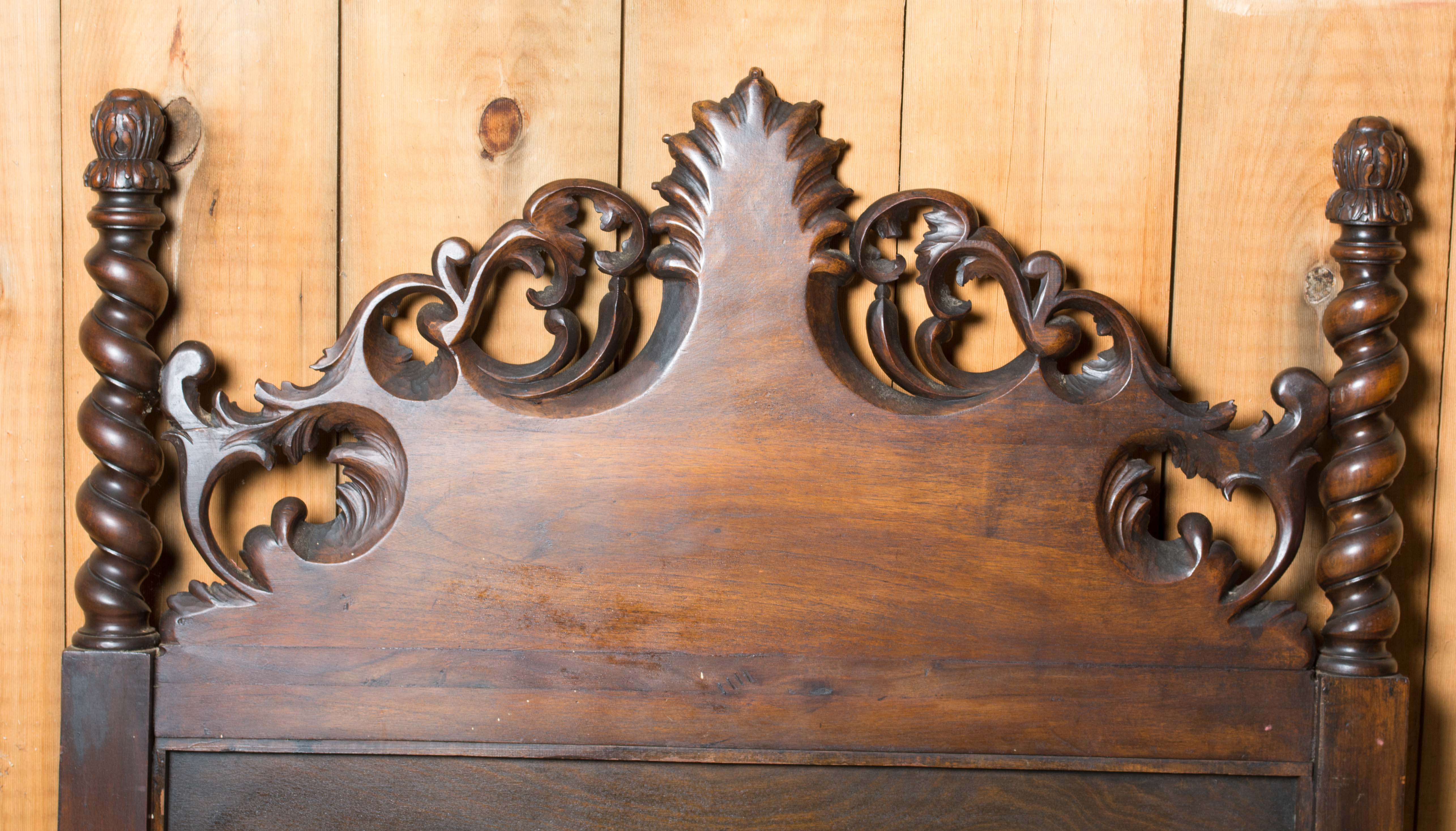 Vintage Victorian Style Twin Size Walnut Headboard and Footboard