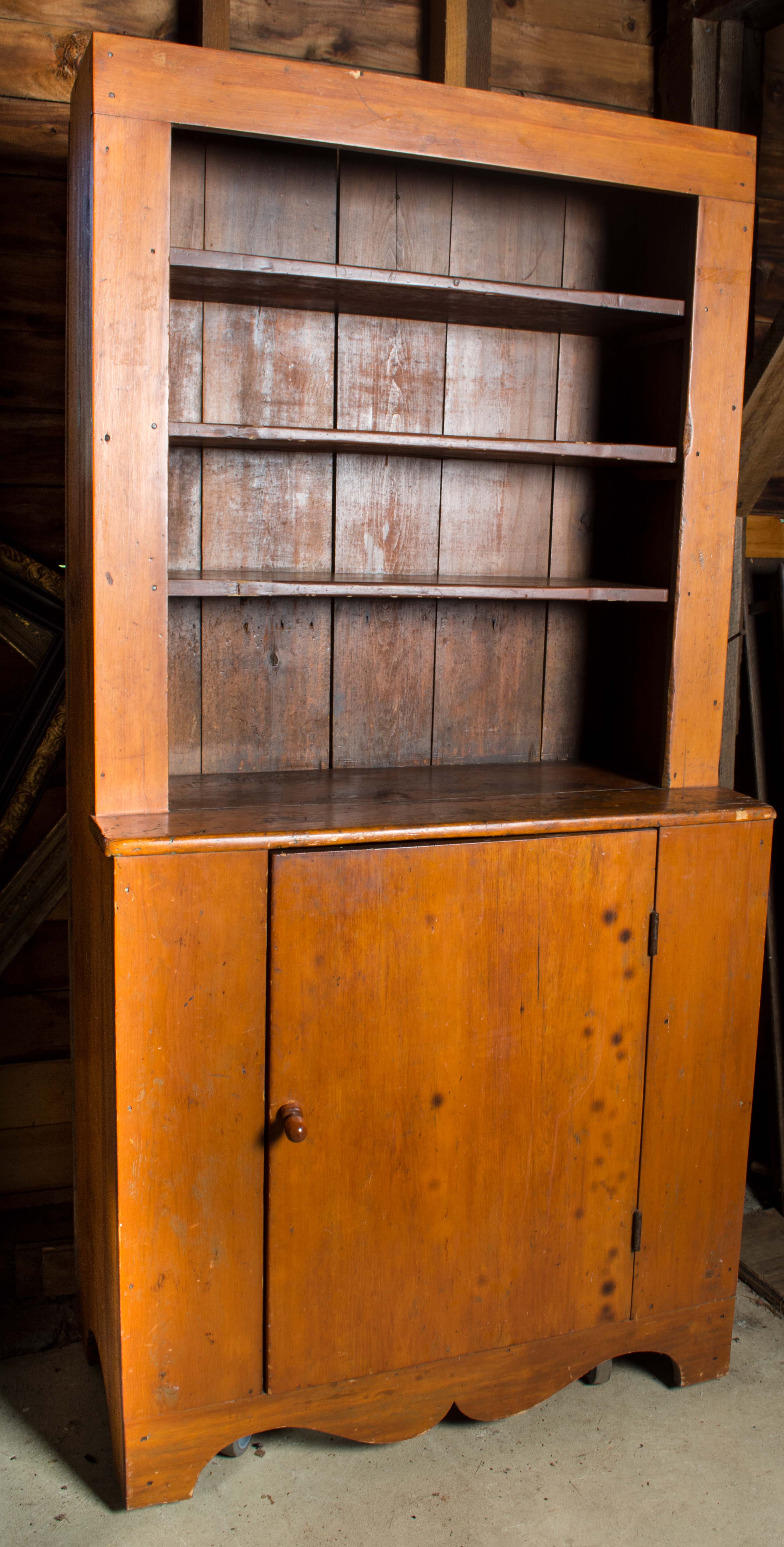 Antique Rustic Cabinet with Stepback Hutch