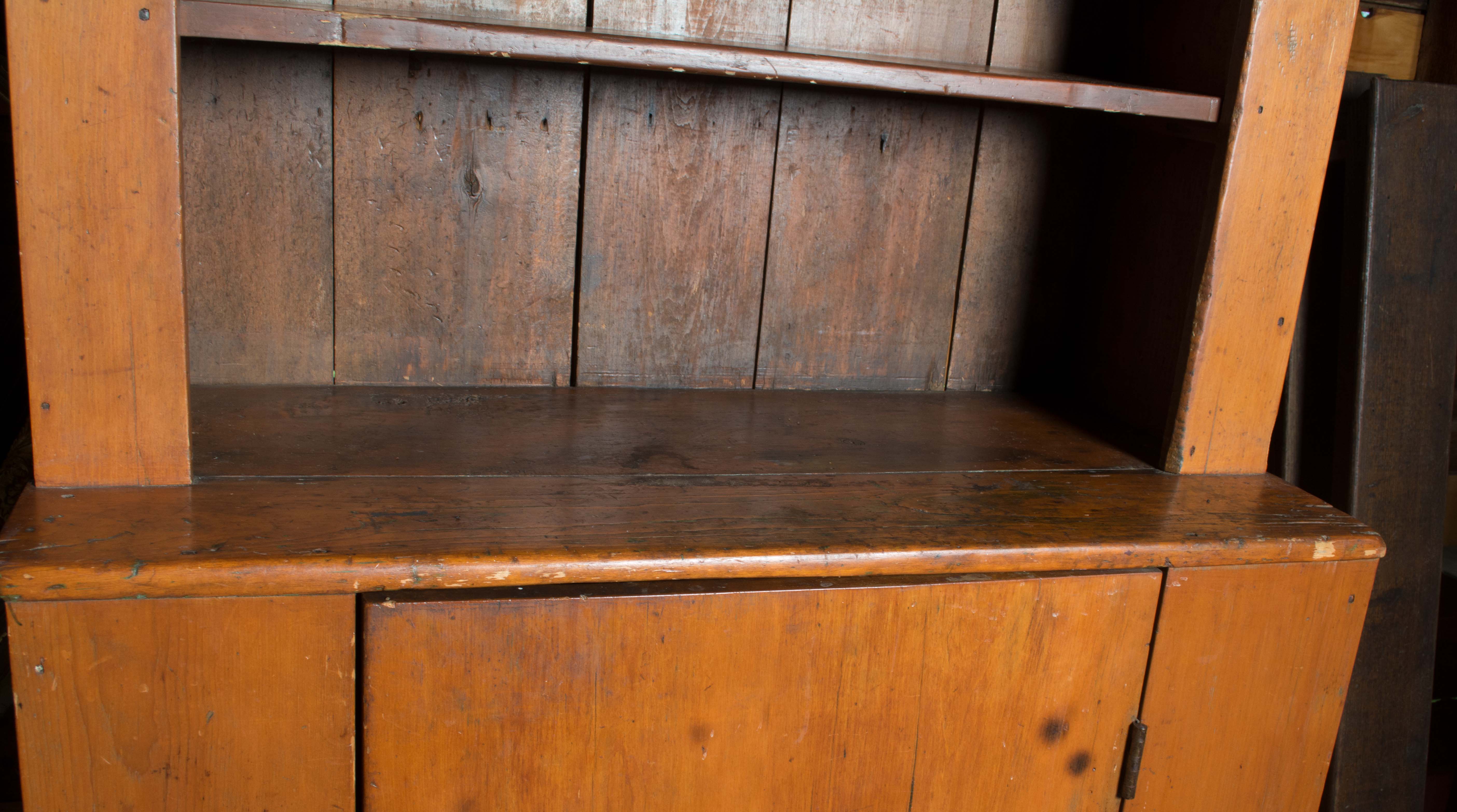 Antique Rustic Cabinet with Stepback Hutch