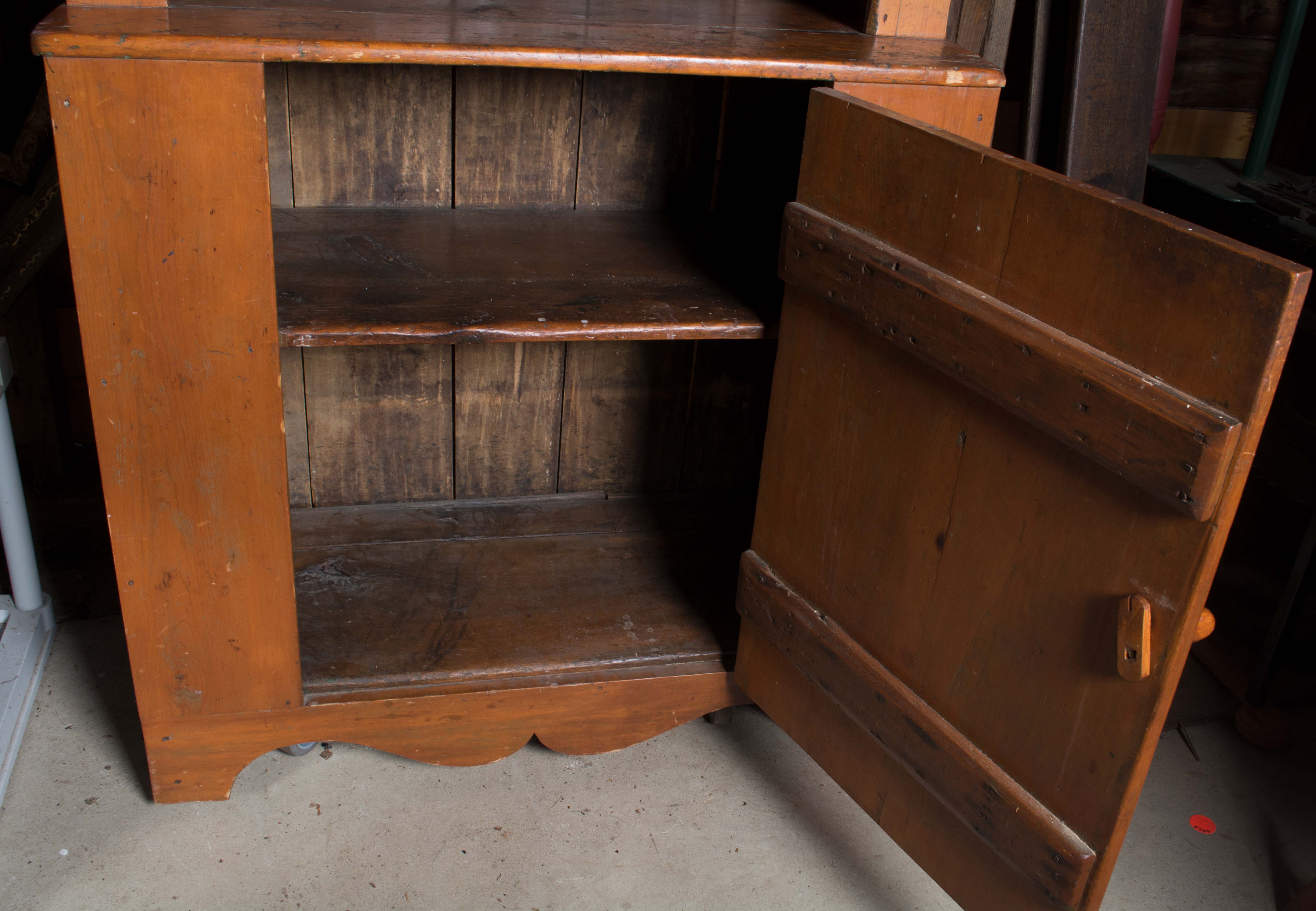 Antique Rustic Cabinet with Stepback Hutch