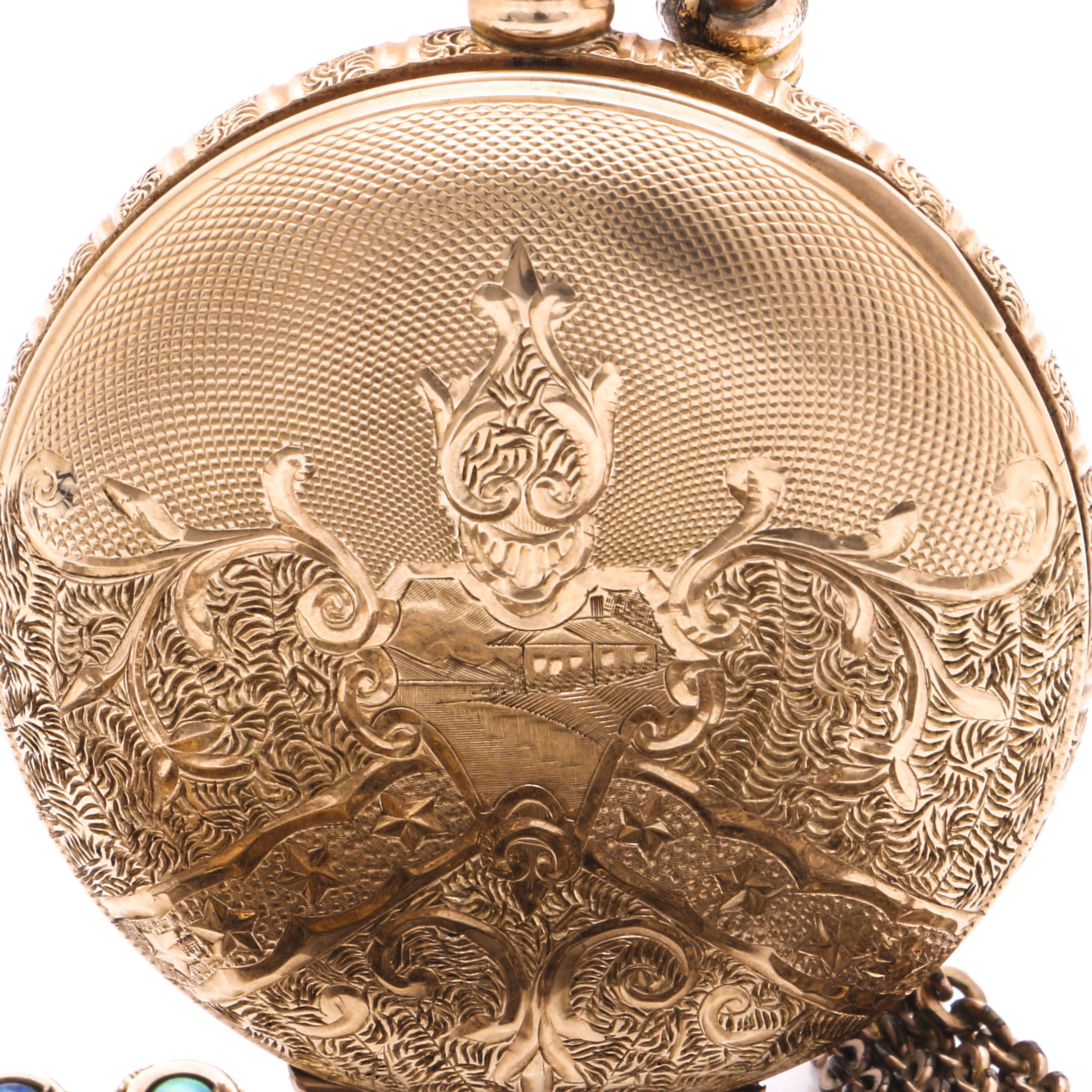 Elgin Pocket Watch with a Gold Filled Opal Chain