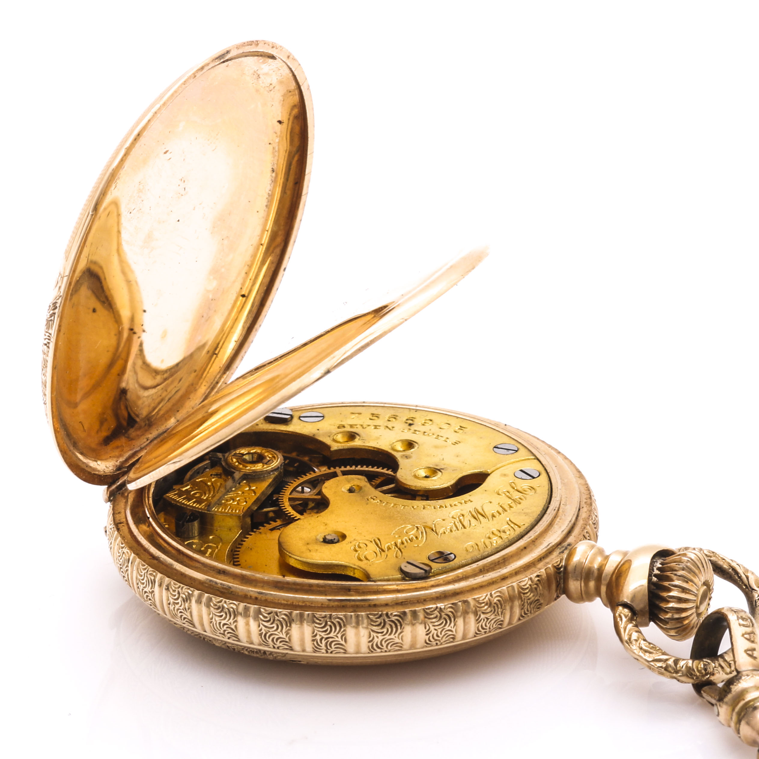 Elgin Pocket Watch with a Gold Filled Opal Chain