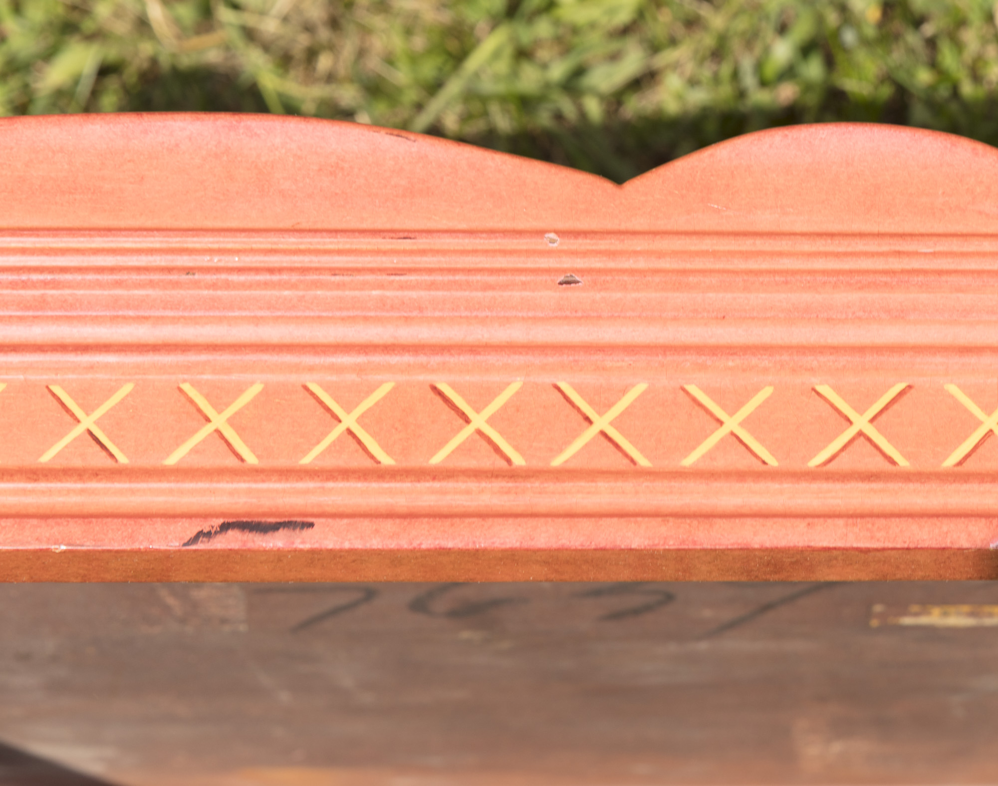 Painted Peach Chippendale Style Coffee Table