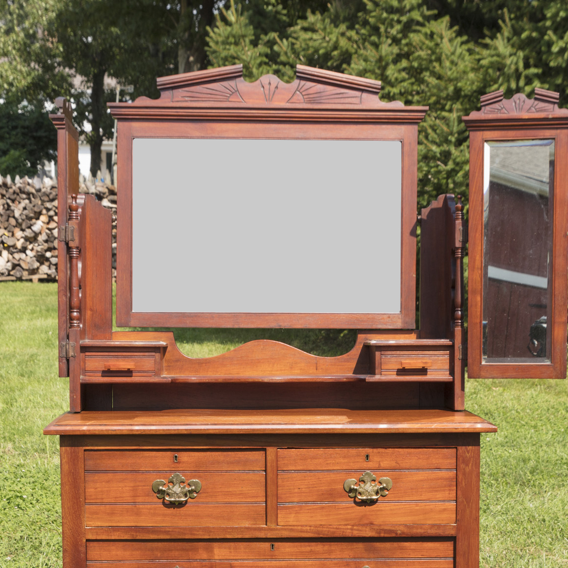 Vintage Eastlake Style Dresser with Vanity Mirrors