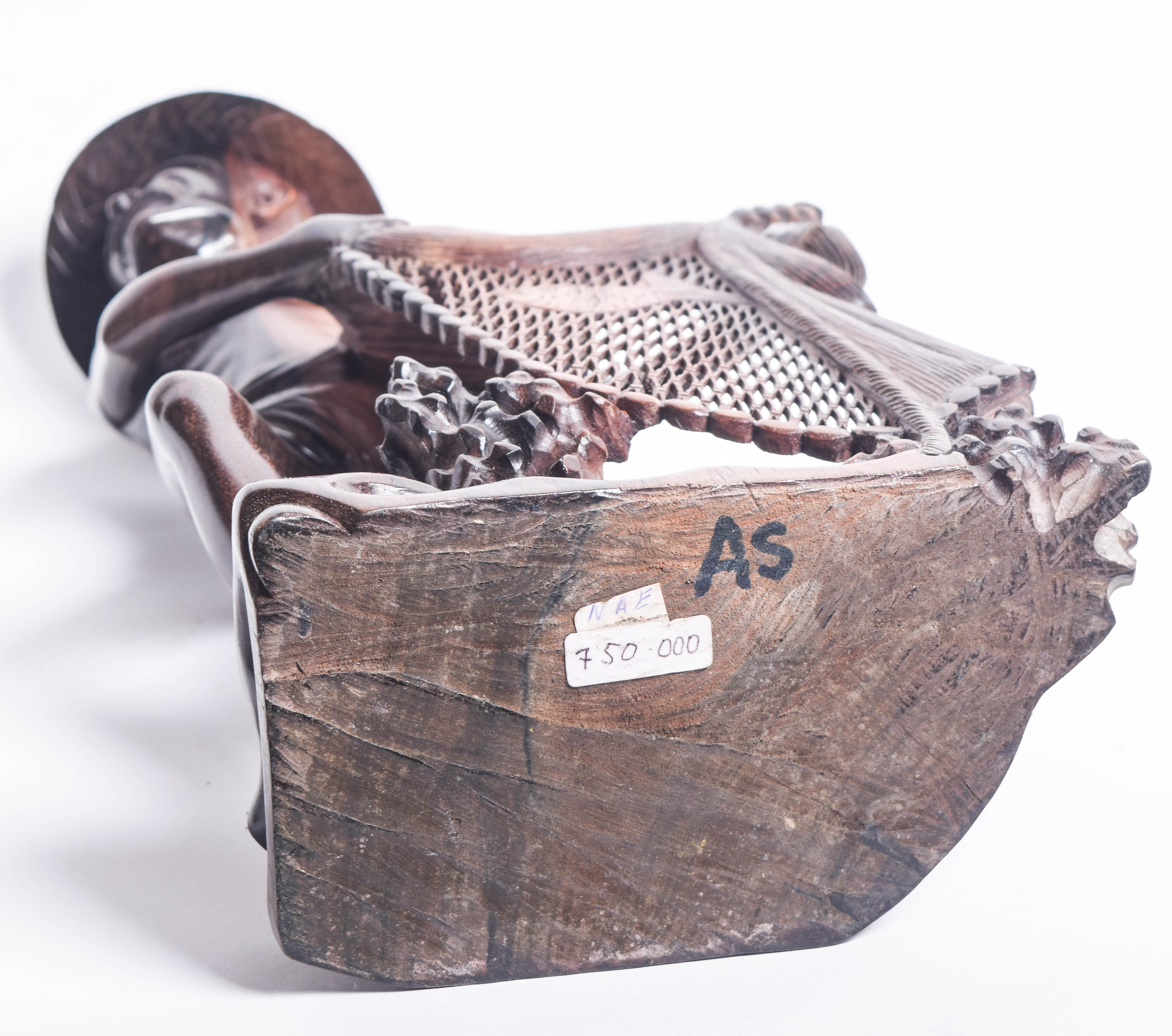 South Asian Wooden Sculpture of a Fisherman