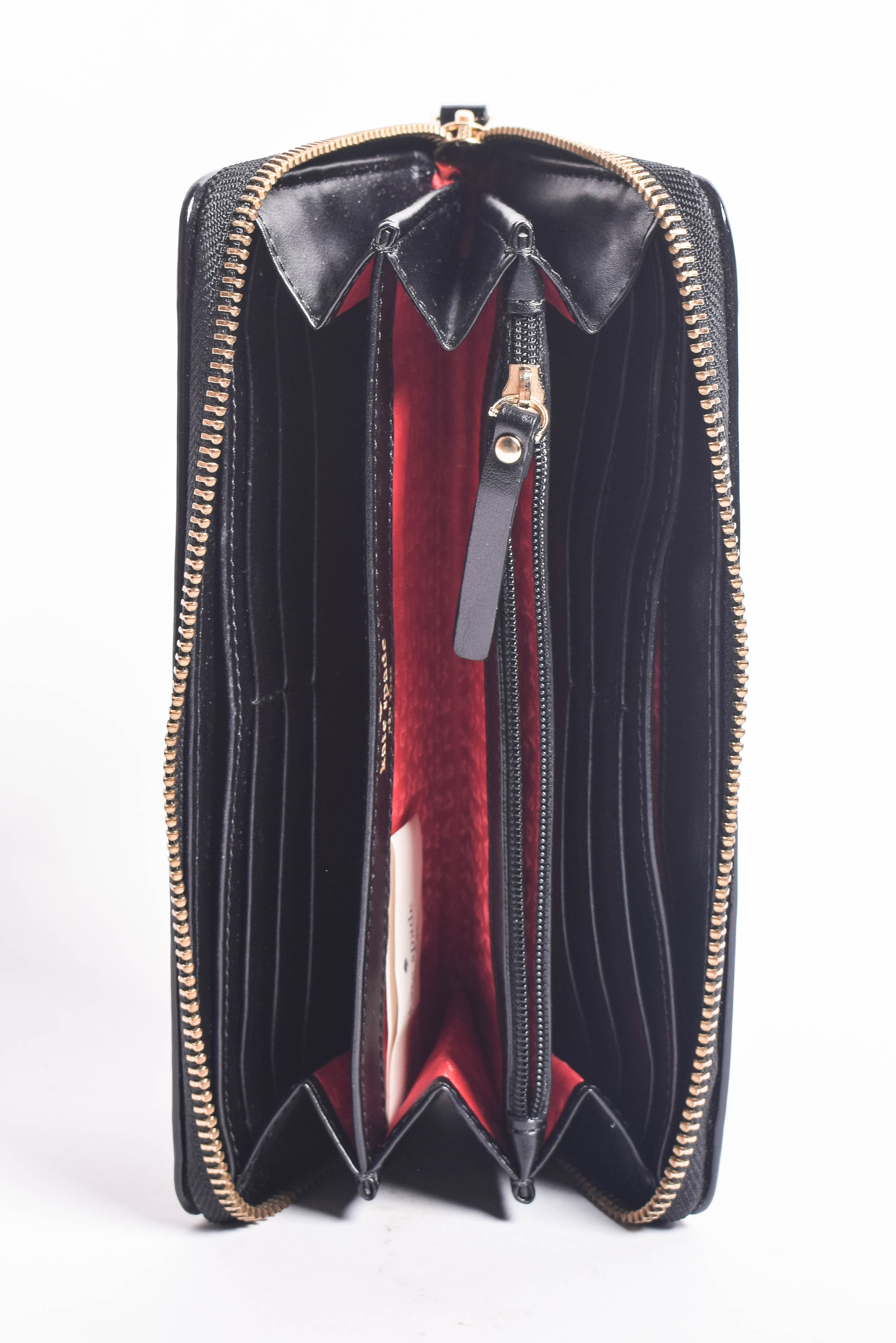 Kate Spade Black and White Polka Dot Print Zip Around Clutch Wallet