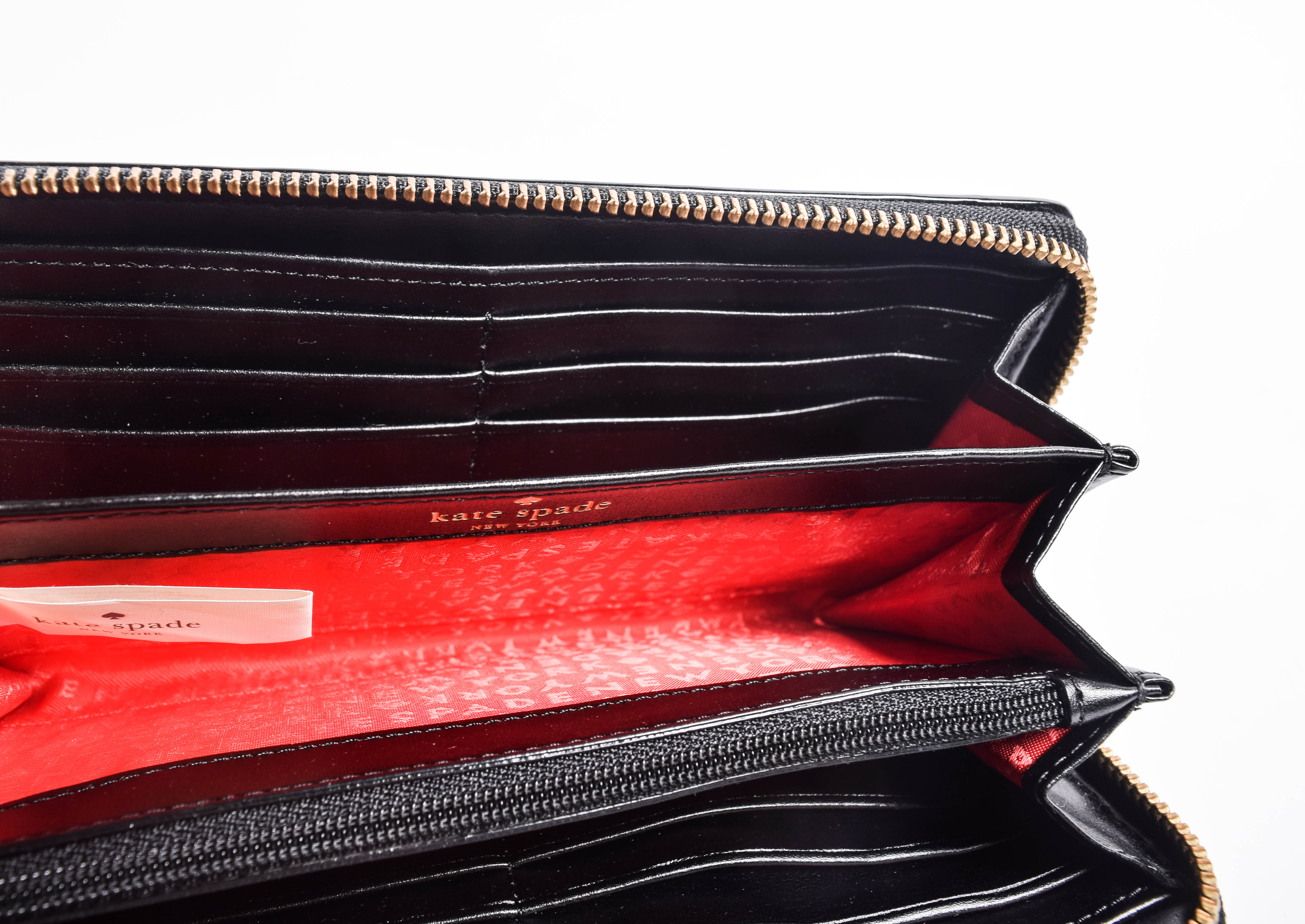 Kate Spade Black and White Polka Dot Print Zip Around Clutch Wallet