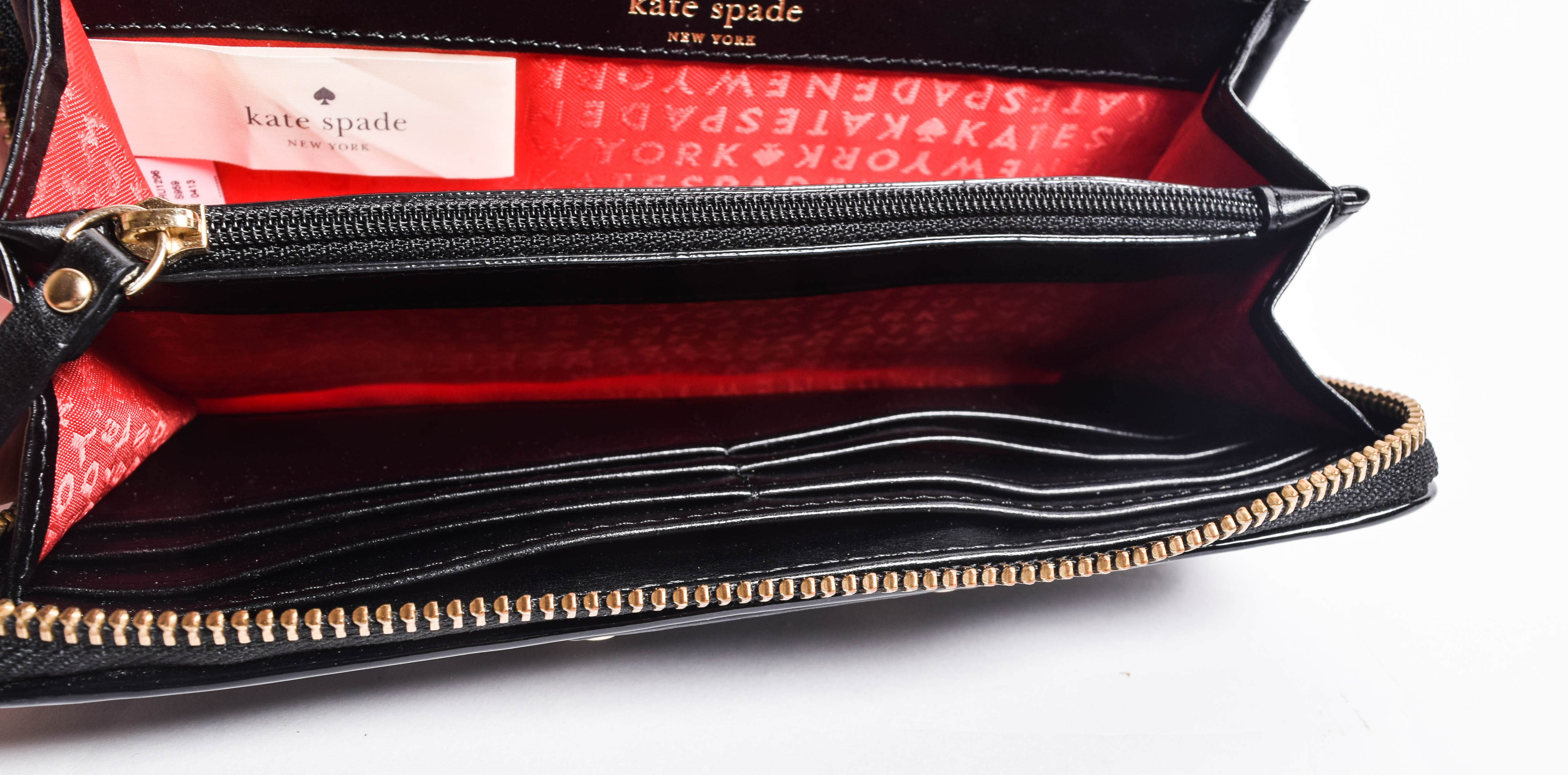 Kate Spade Black and White Polka Dot Print Zip Around Clutch Wallet