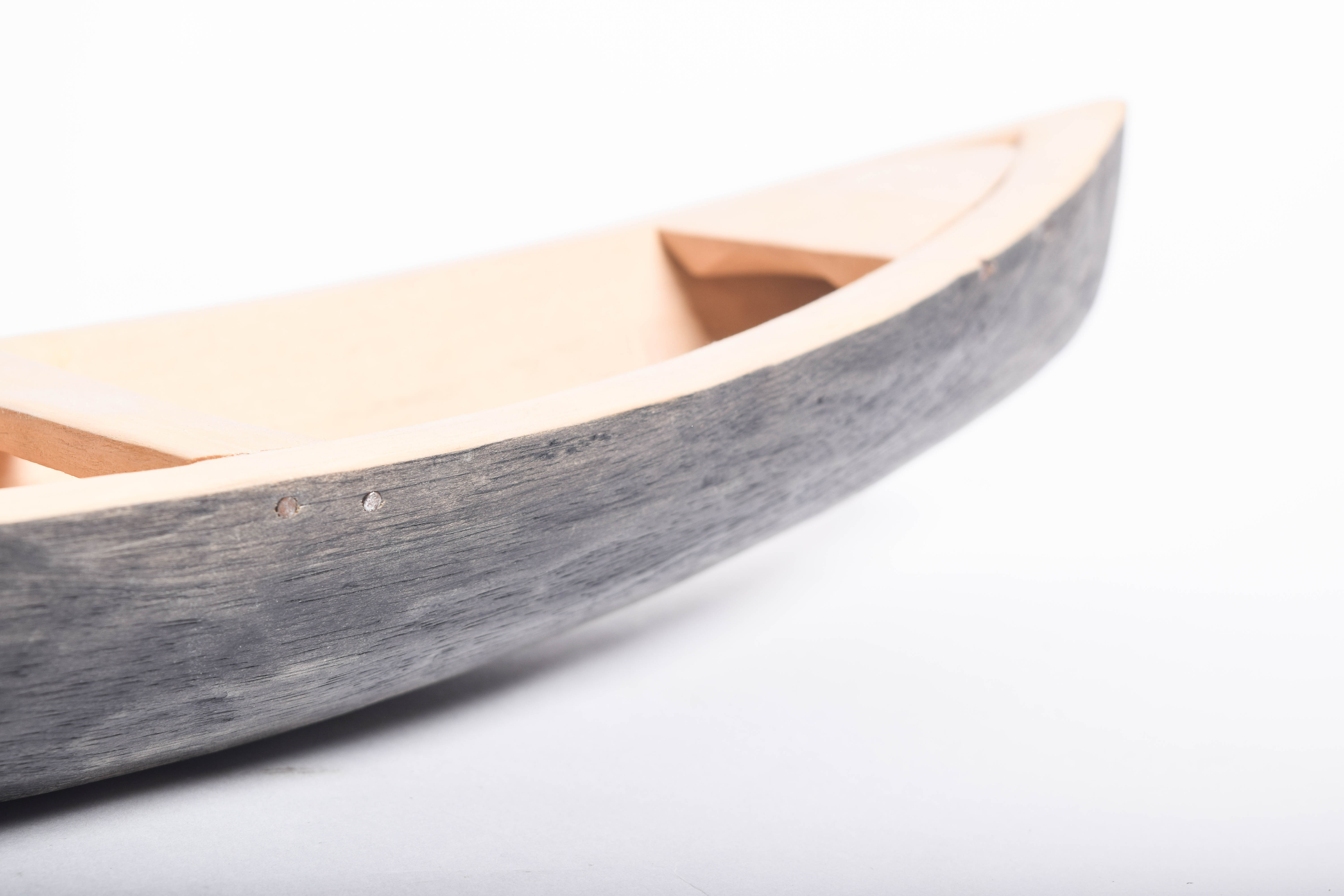 Pair of Vintage Handmade Wooden Miniature Boats