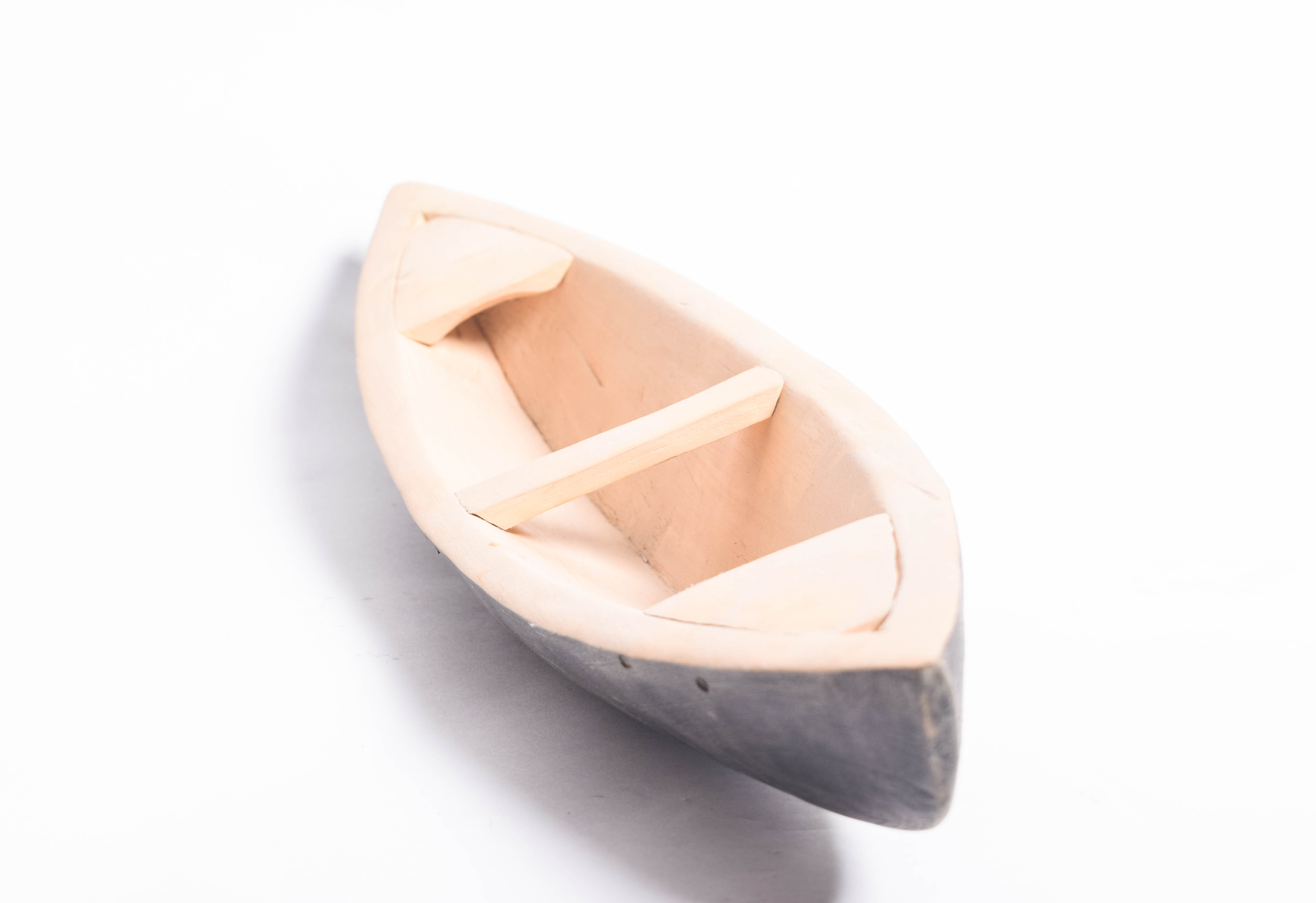 Pair of Vintage Handmade Wooden Miniature Boats