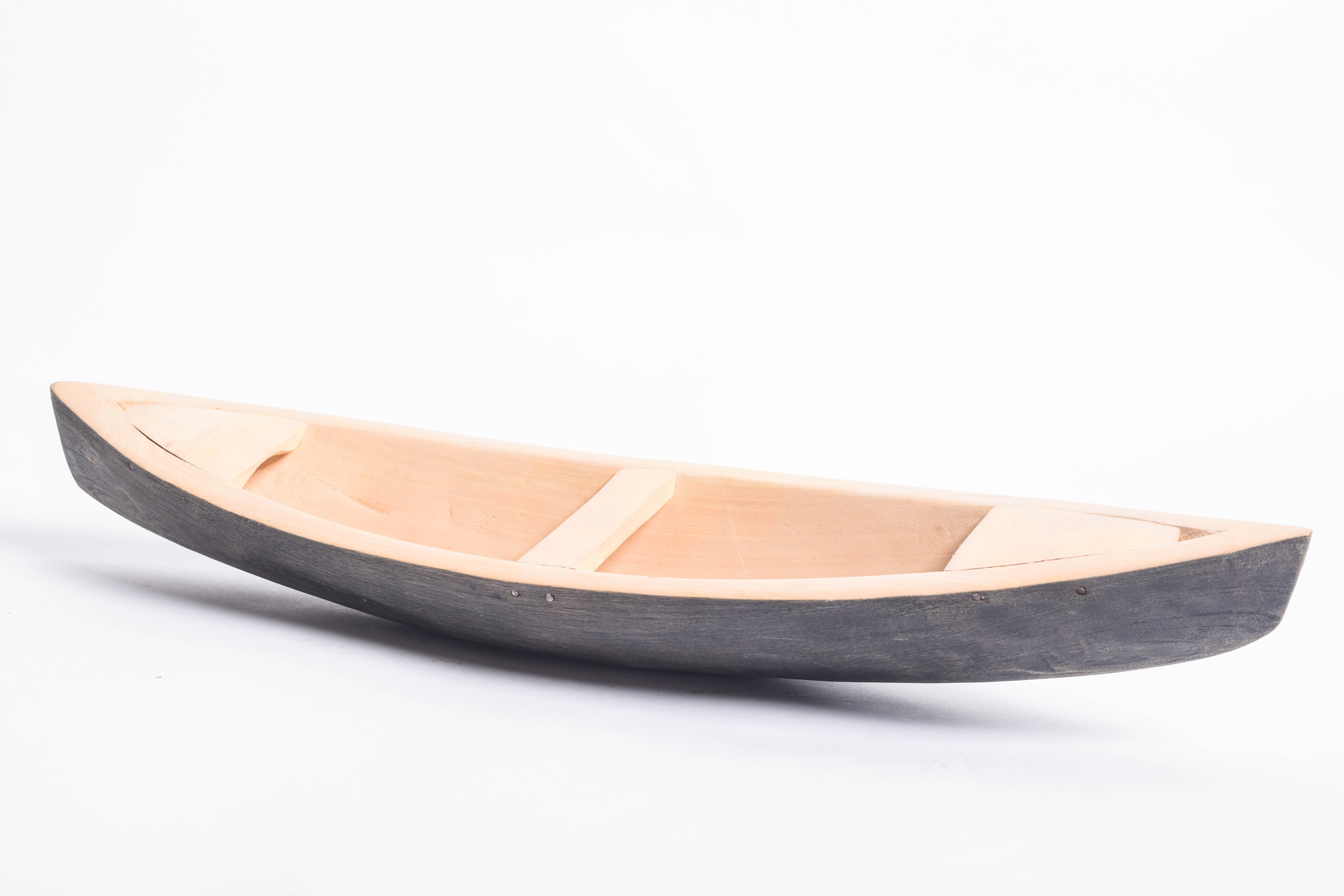 Pair of Vintage Handmade Wooden Miniature Boats