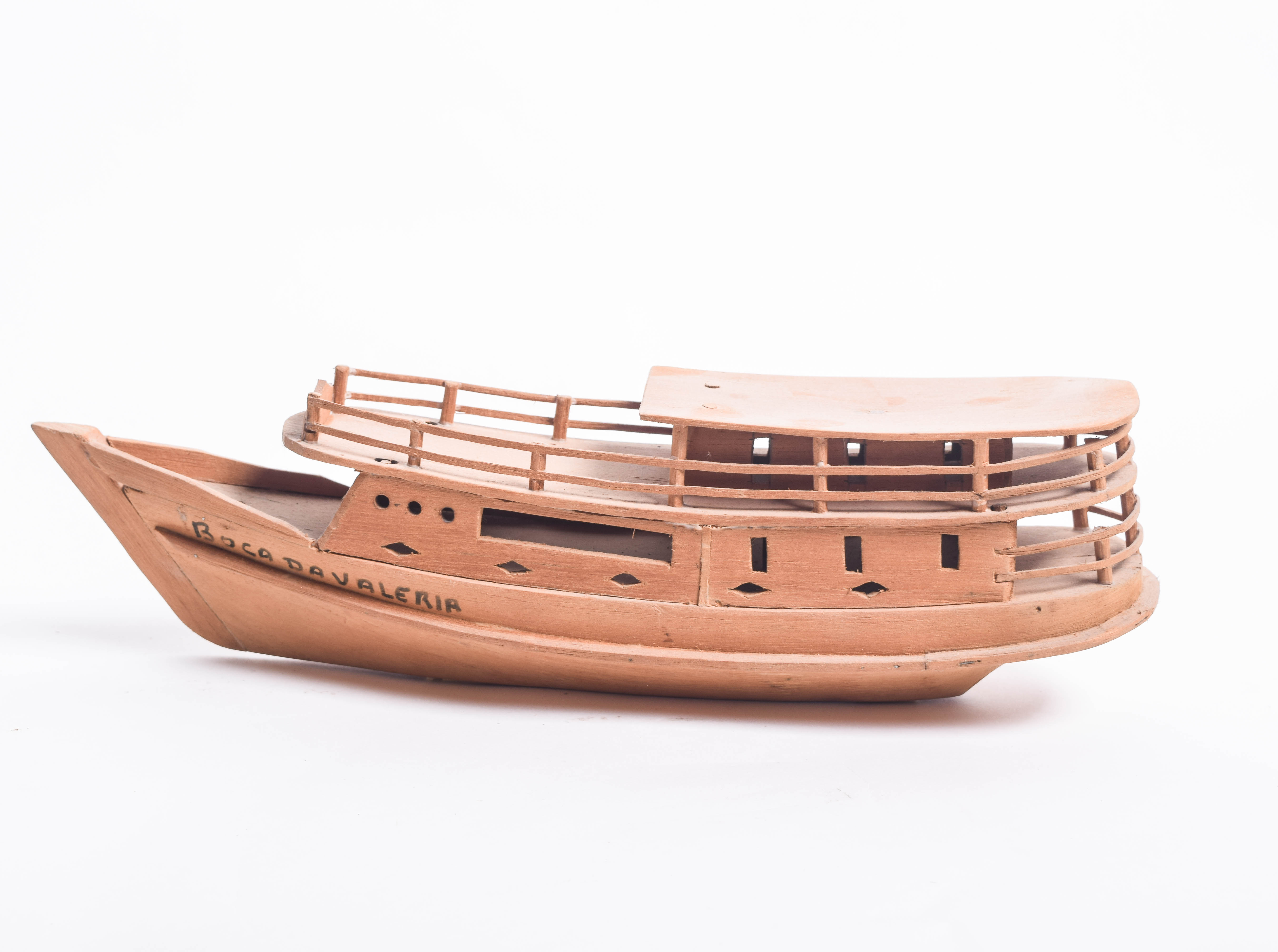 Pair of Vintage Handmade Wooden Miniature Boats