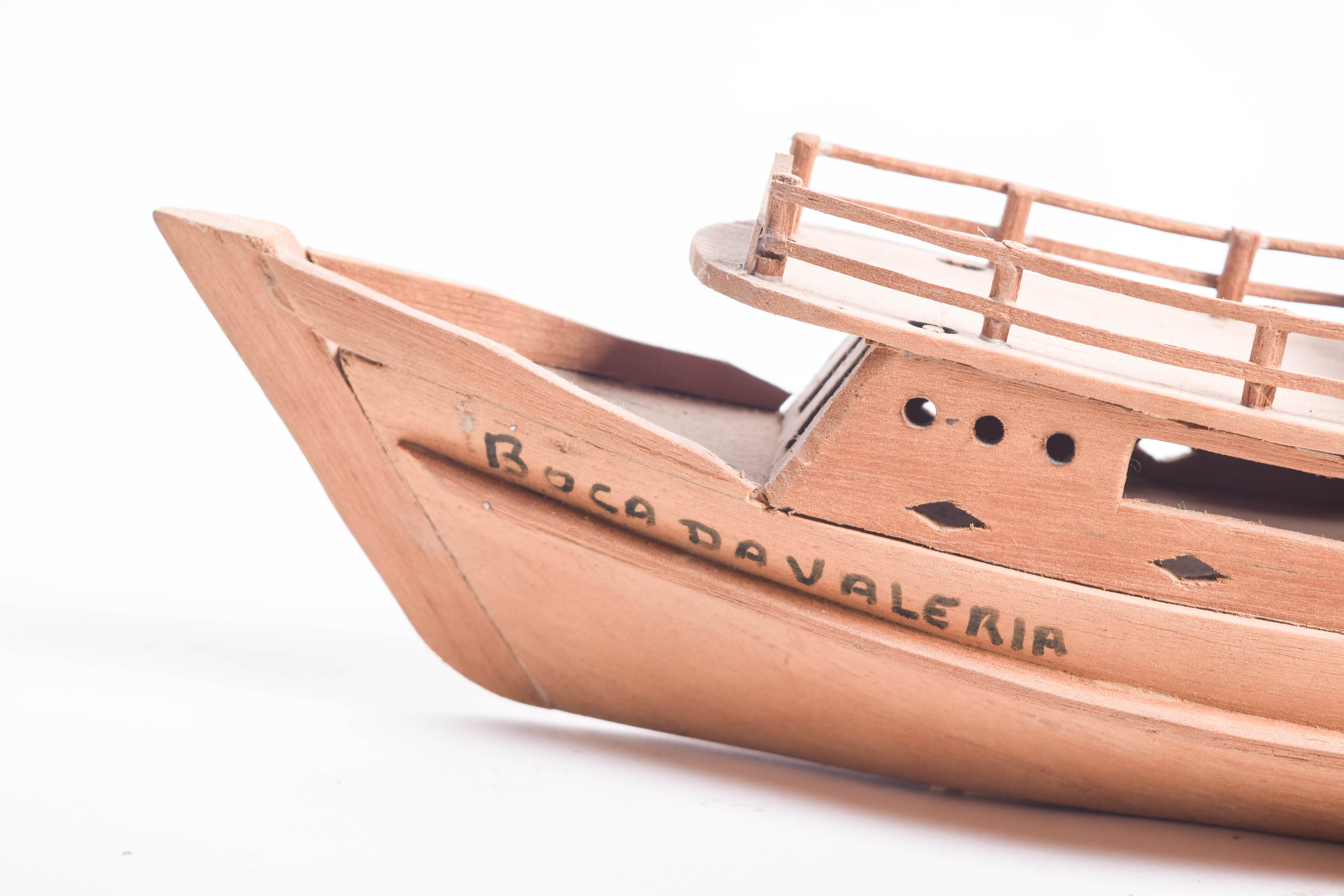 Pair of Vintage Handmade Wooden Miniature Boats