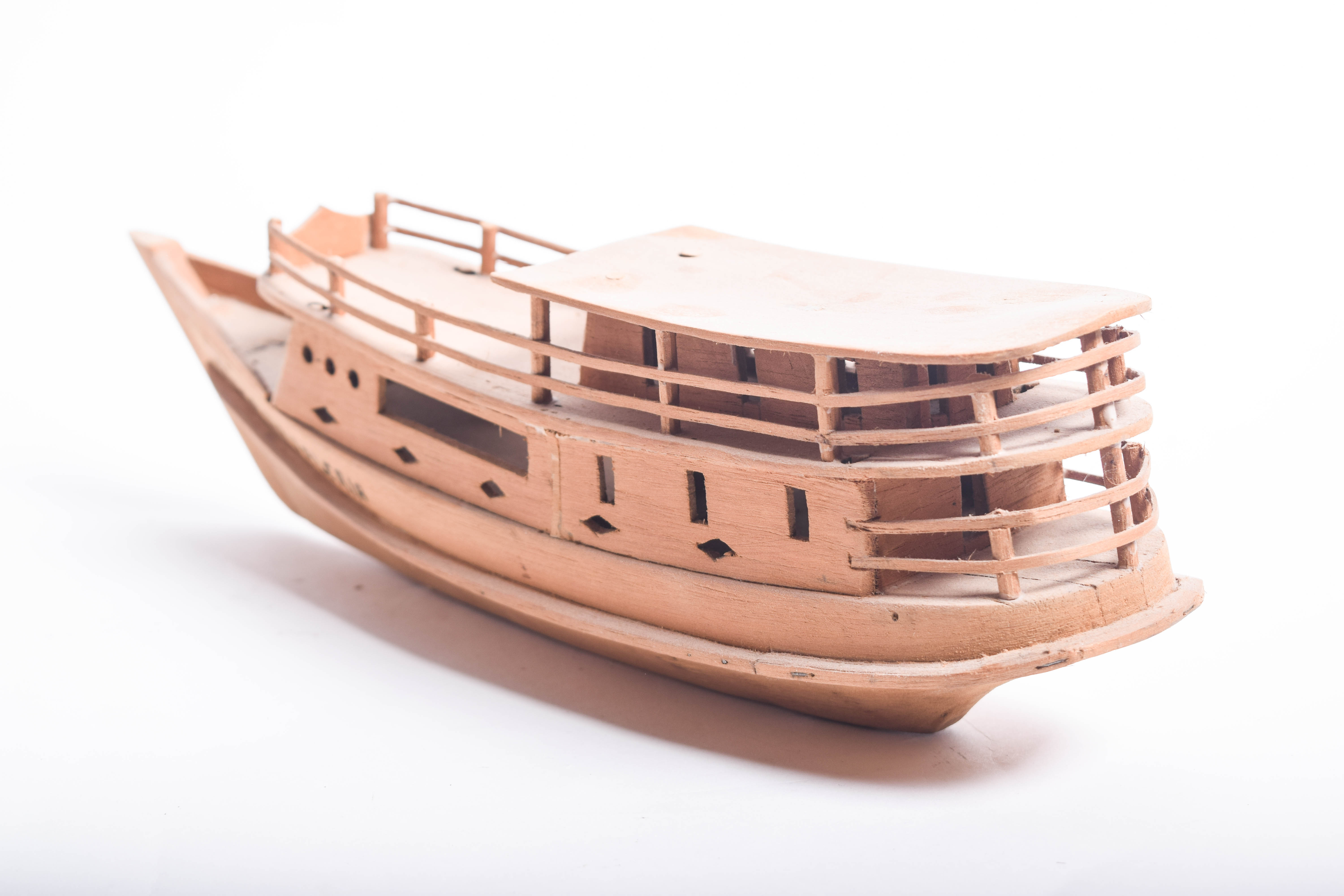 Pair of Vintage Handmade Wooden Miniature Boats