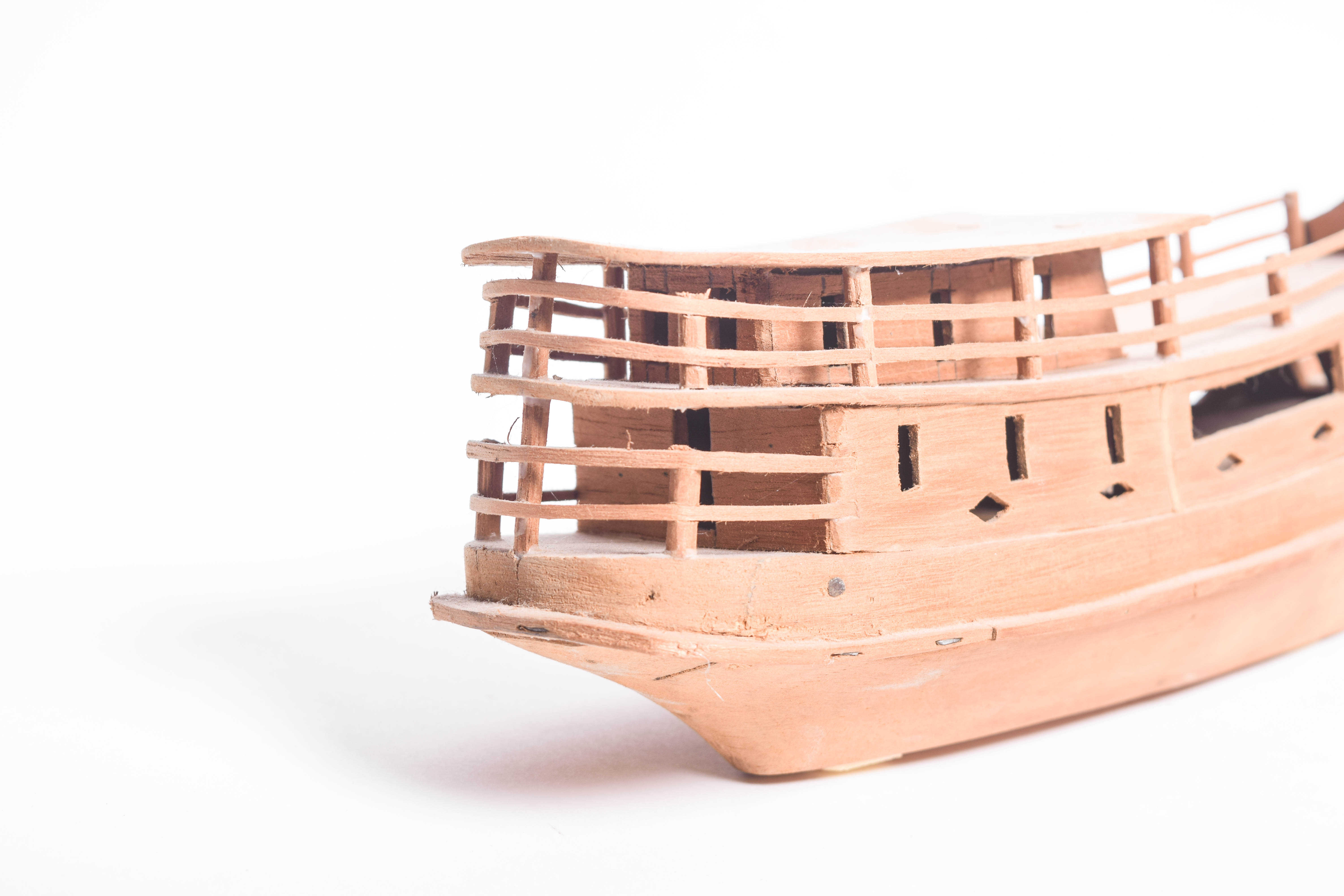 Pair of Vintage Handmade Wooden Miniature Boats