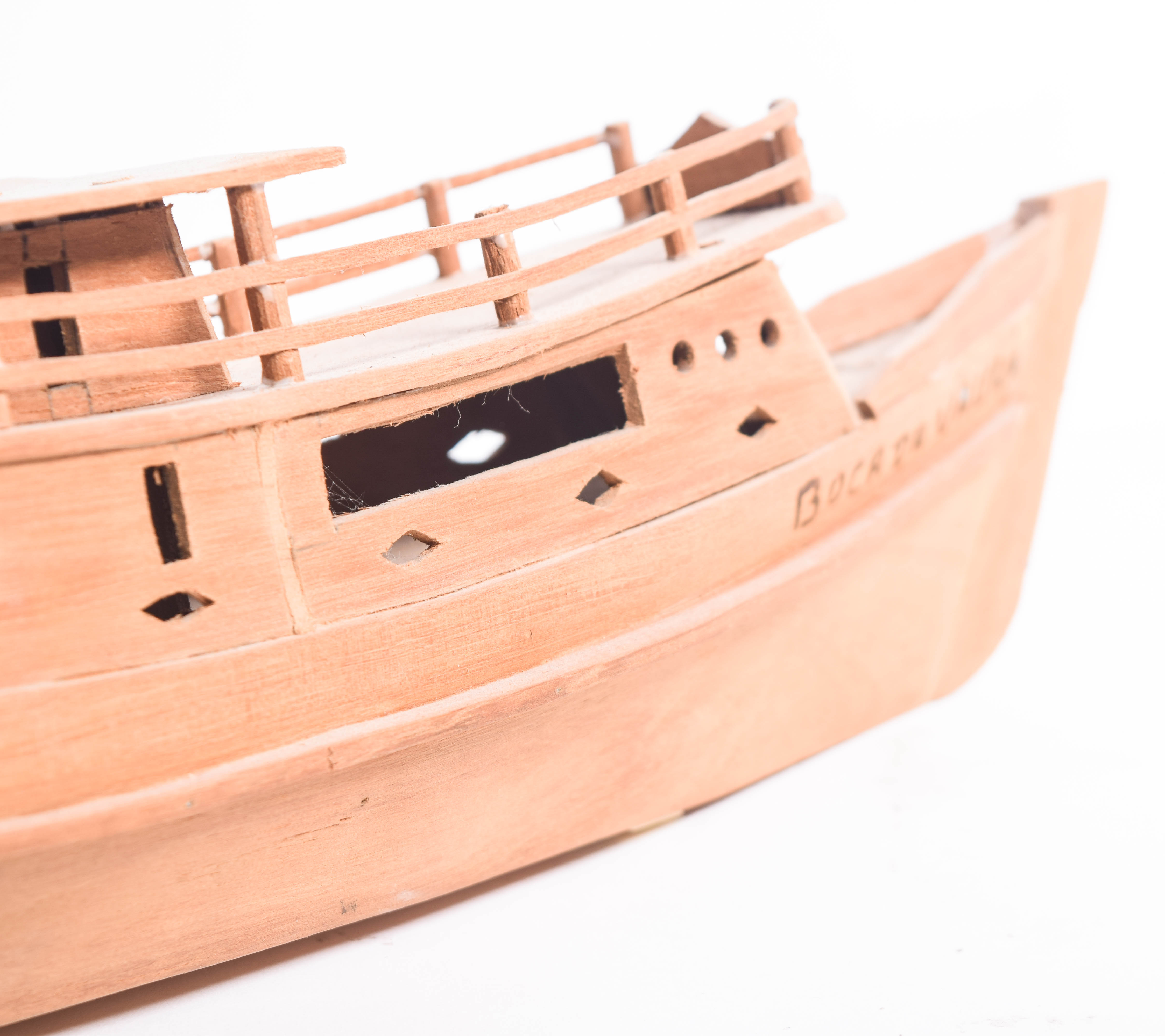 Pair of Vintage Handmade Wooden Miniature Boats