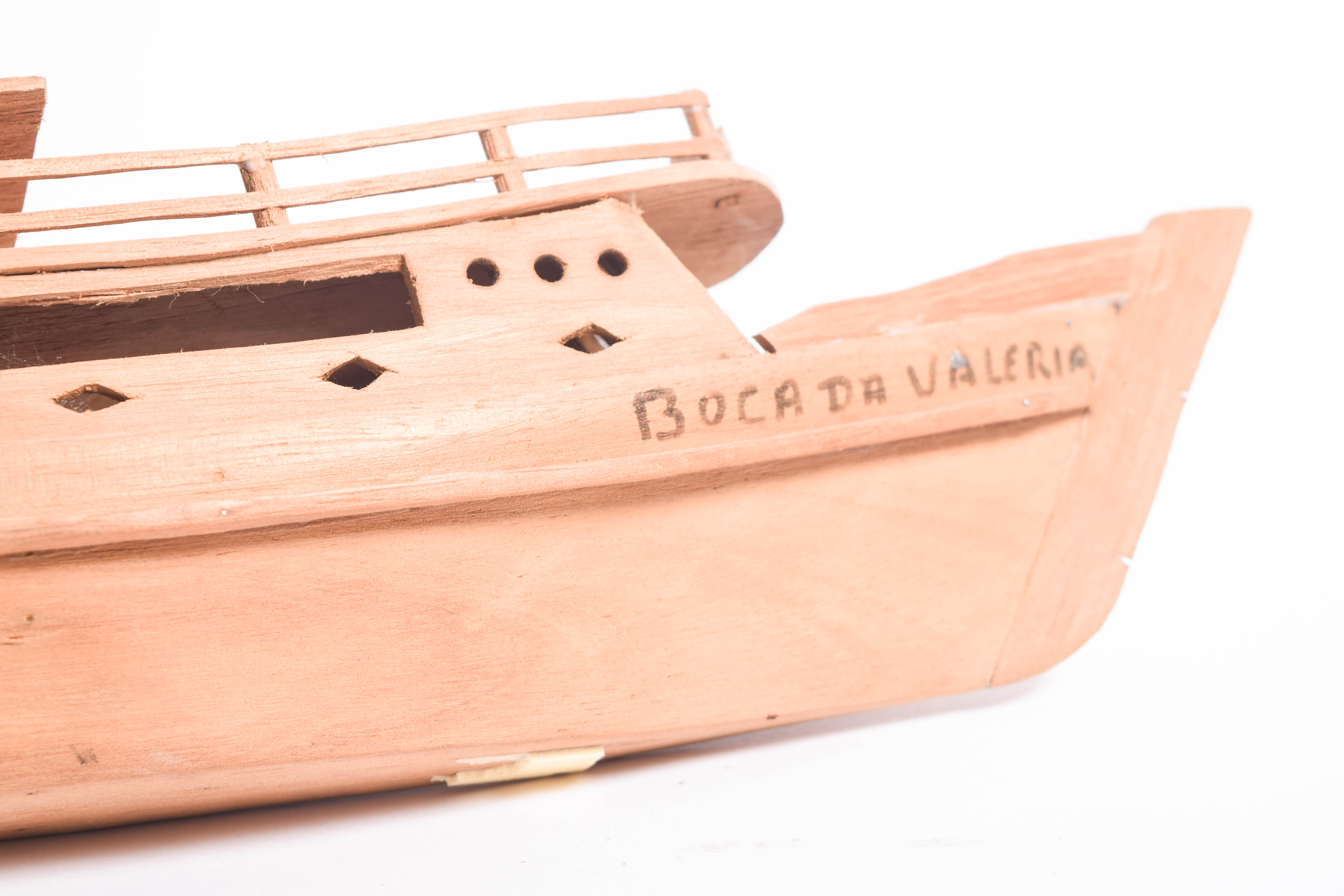 Pair of Vintage Handmade Wooden Miniature Boats