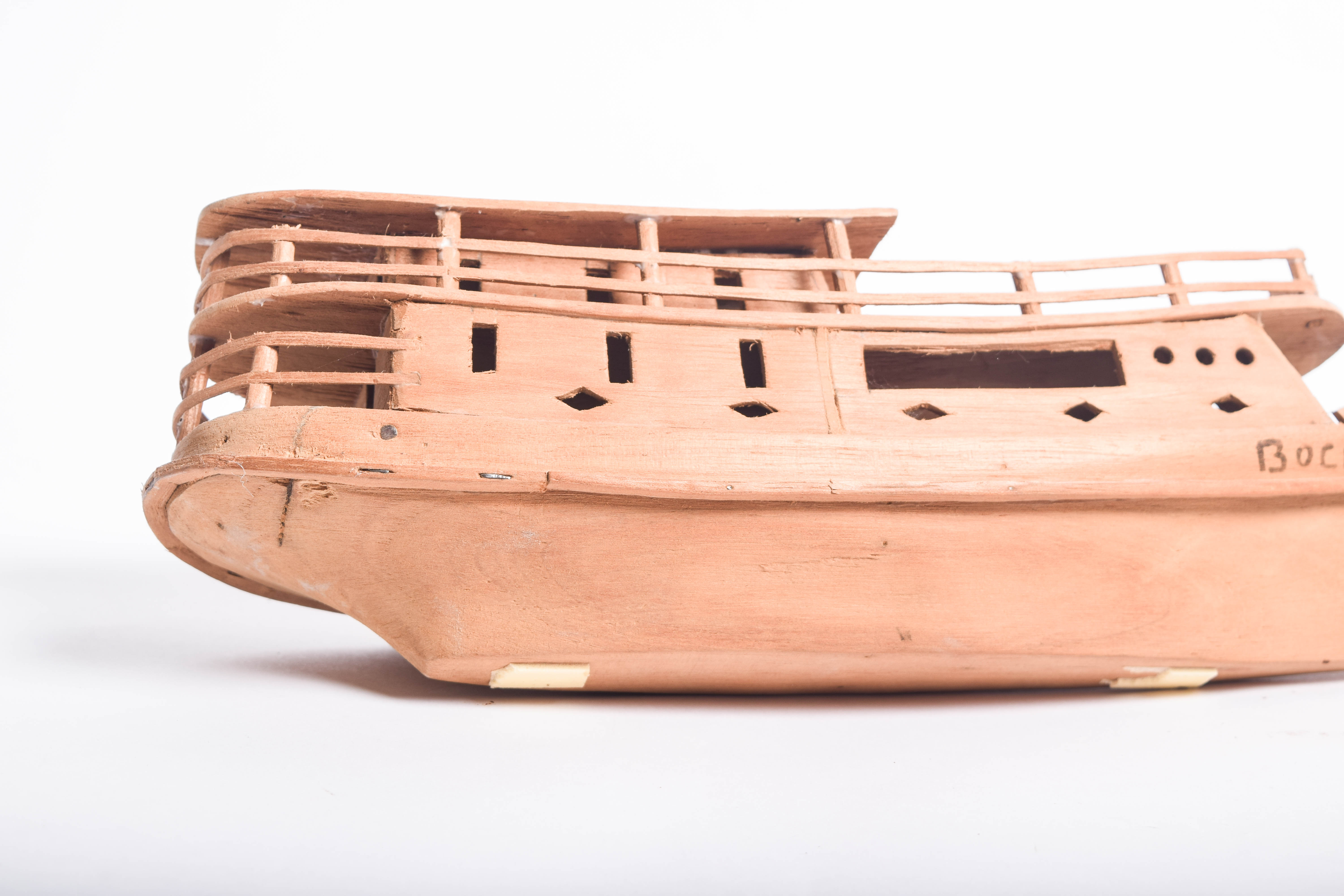 Pair of Vintage Handmade Wooden Miniature Boats