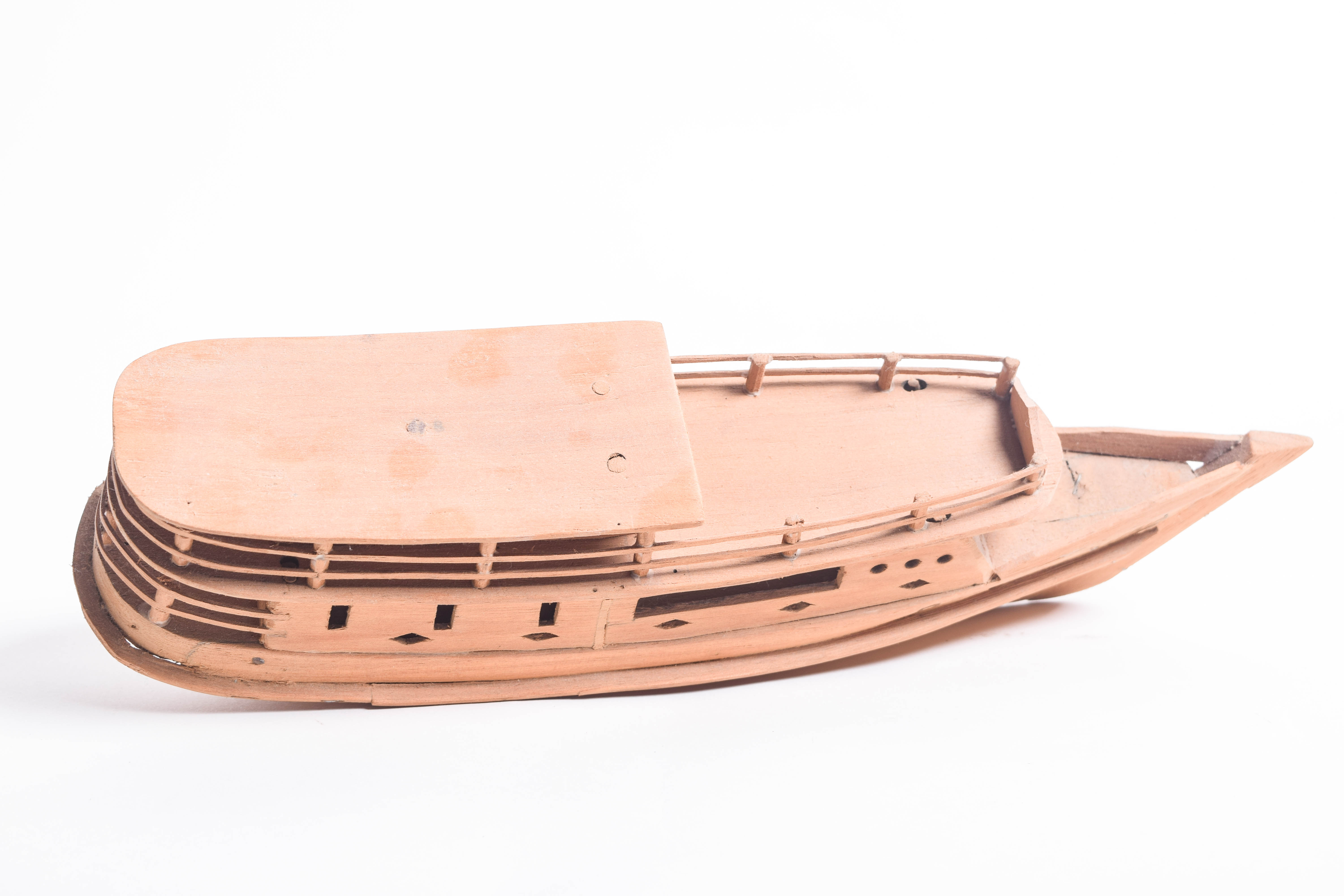 Pair of Vintage Handmade Wooden Miniature Boats