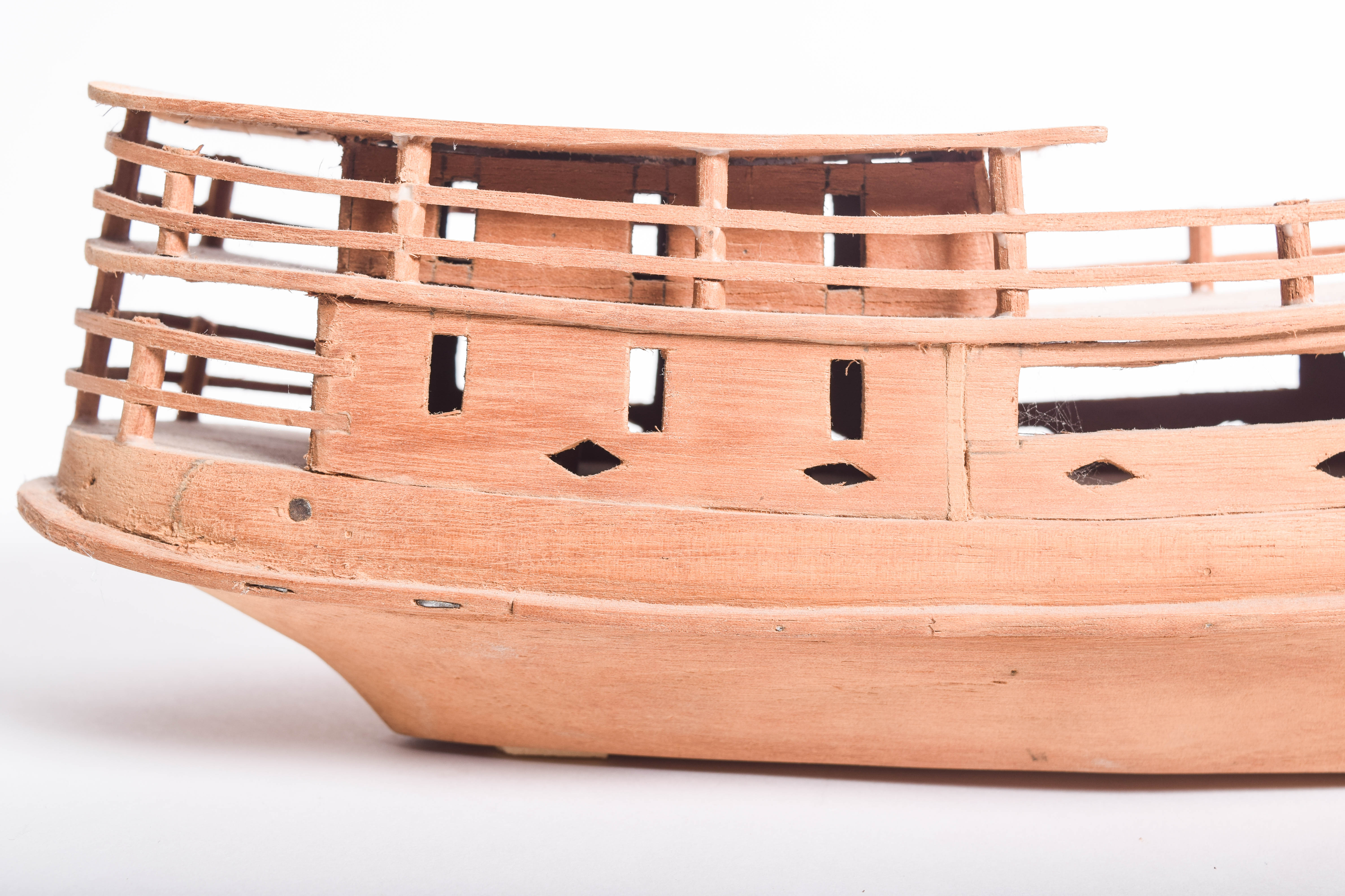 Pair of Vintage Handmade Wooden Miniature Boats