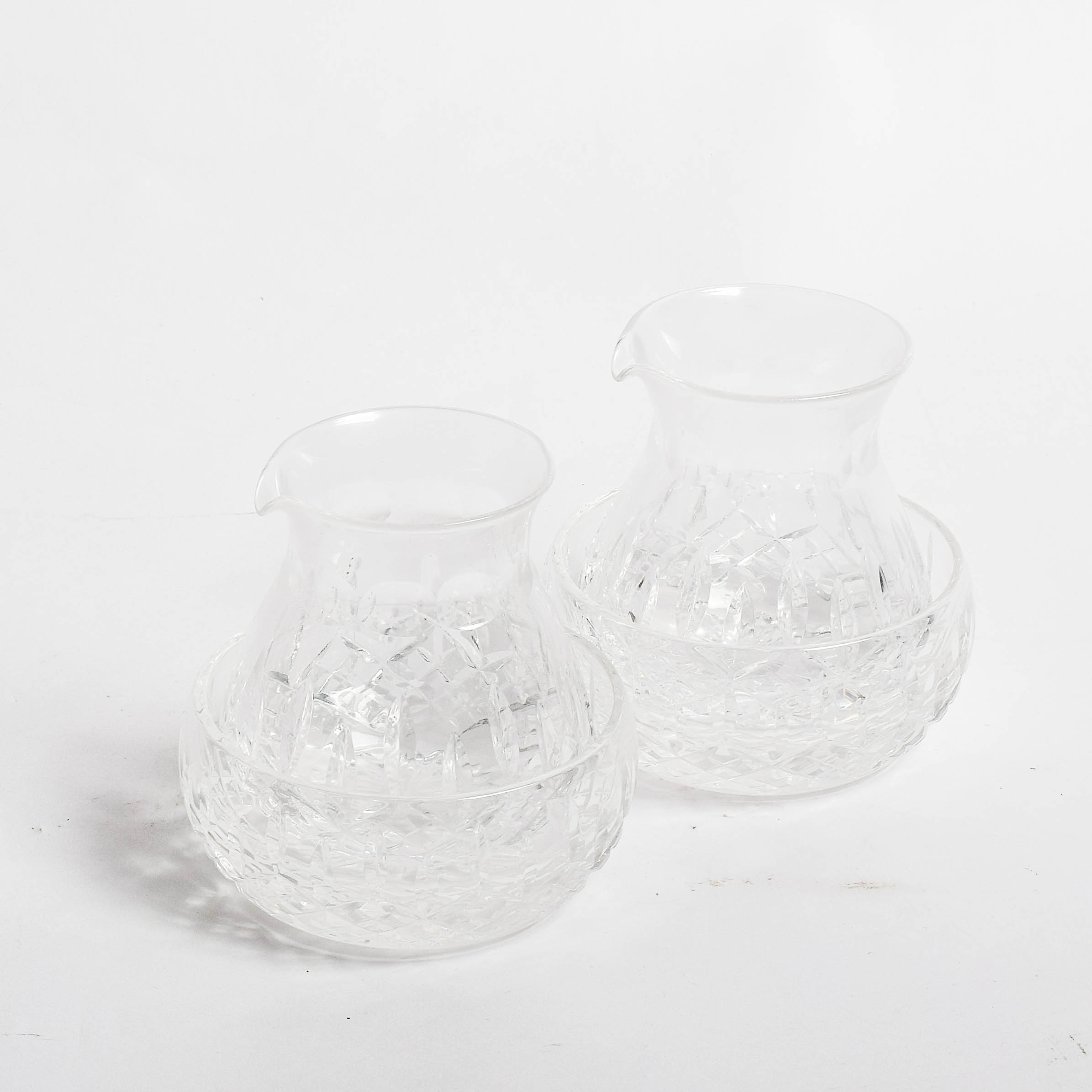 Pair of Stuart Cut Crystal Creamer and Sugar Bowl Sets