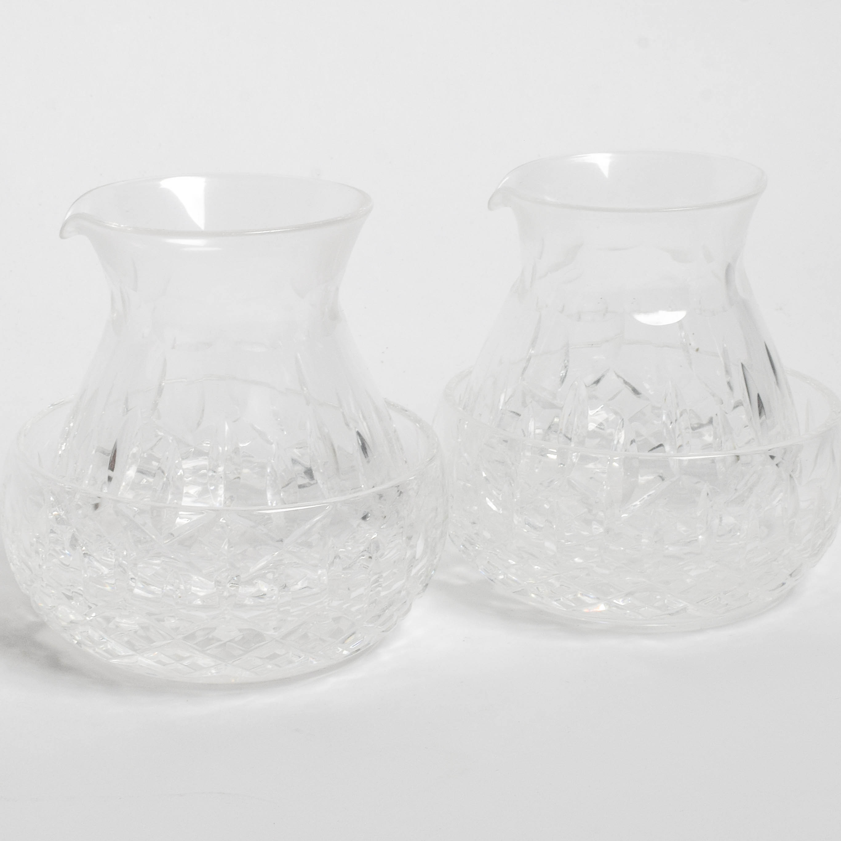 Pair of Stuart Cut Crystal Creamer and Sugar Bowl Sets