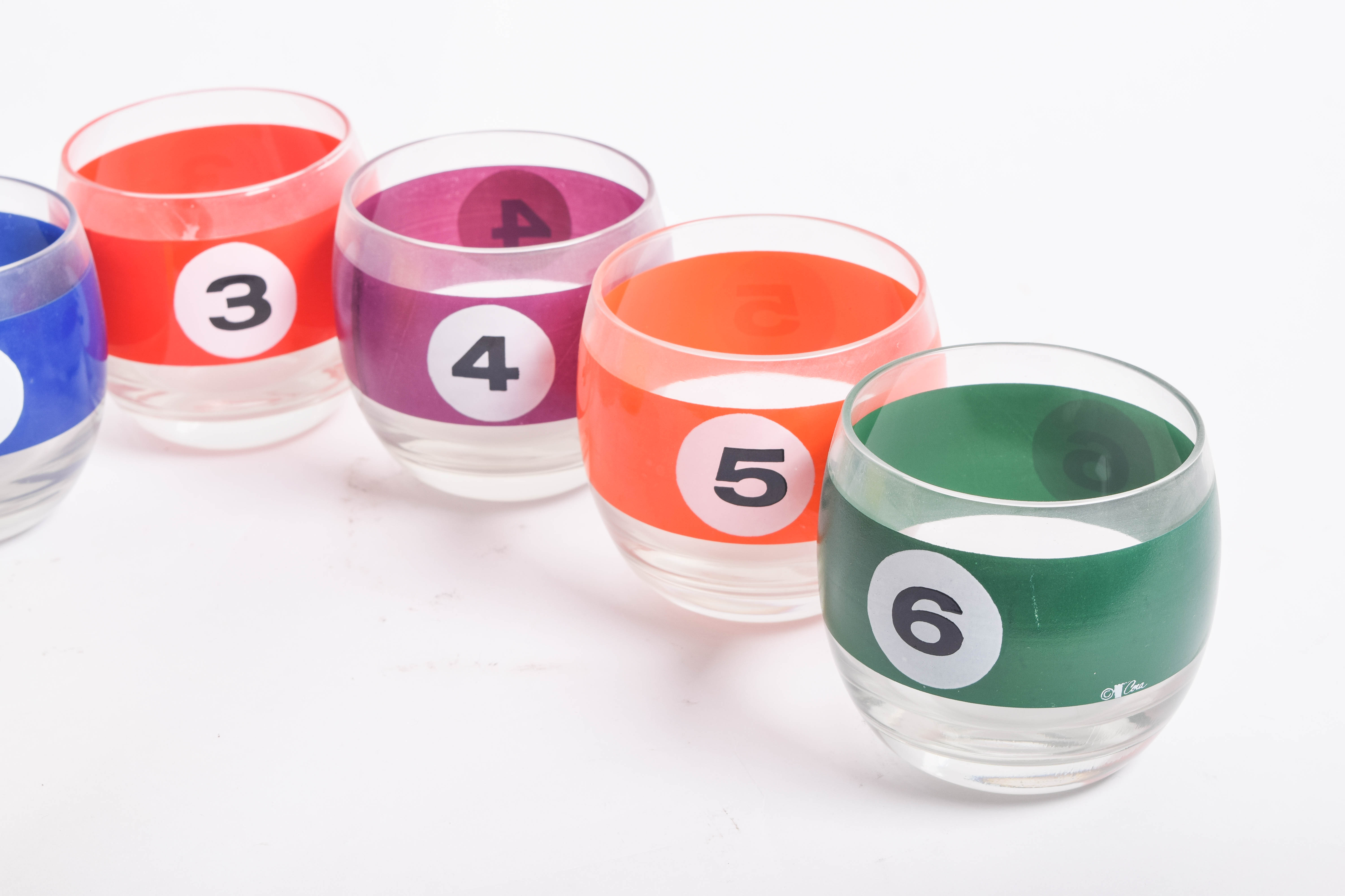 Set of Vintage Cora Billiard Ball Tumblers