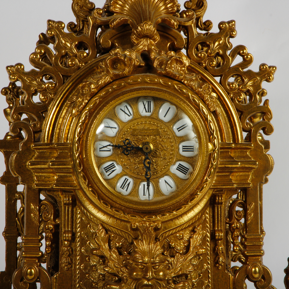 Imperial Rococo Style Brass Mantel Clock