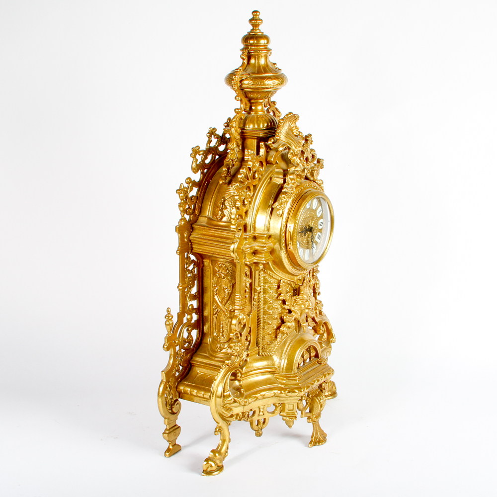 Imperial Rococo Style Brass Mantel Clock