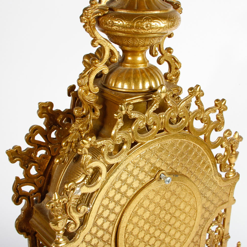 Imperial Rococo Style Brass Mantel Clock