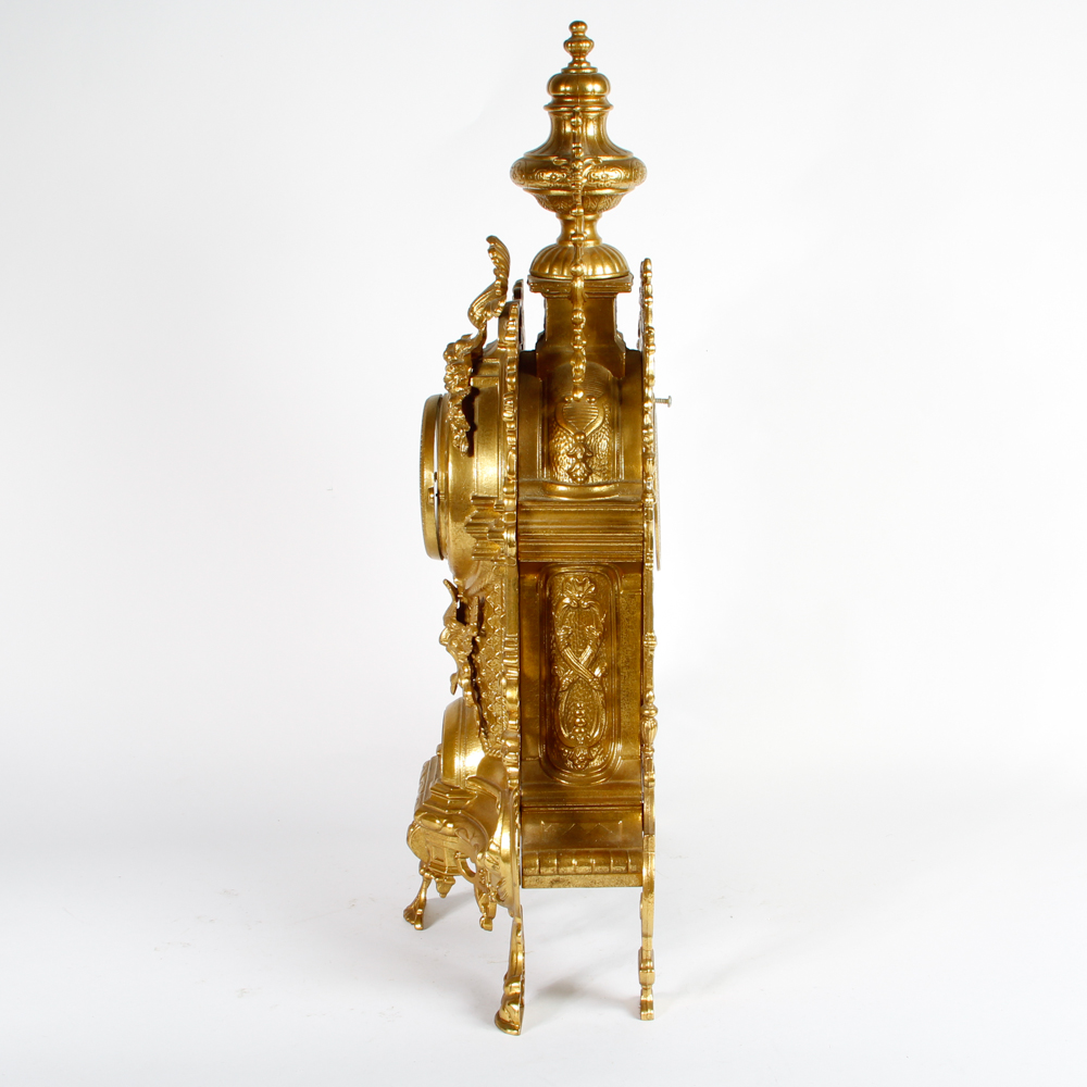 Imperial Rococo Style Brass Mantel Clock