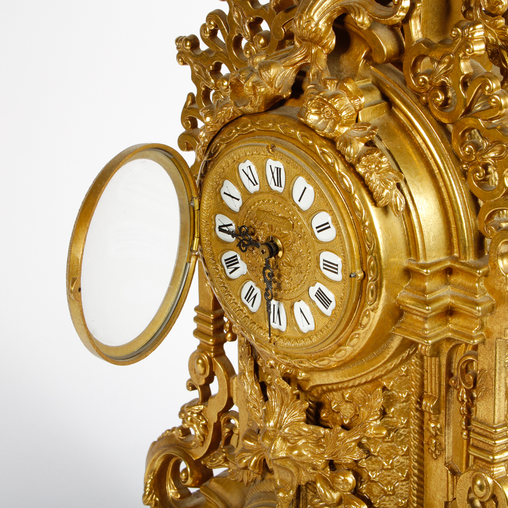 Imperial Rococo Style Brass Mantel Clock