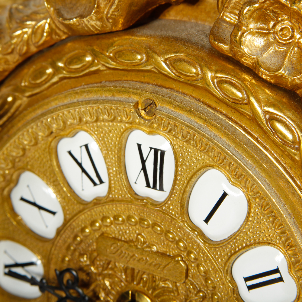 Imperial Rococo Style Brass Mantel Clock