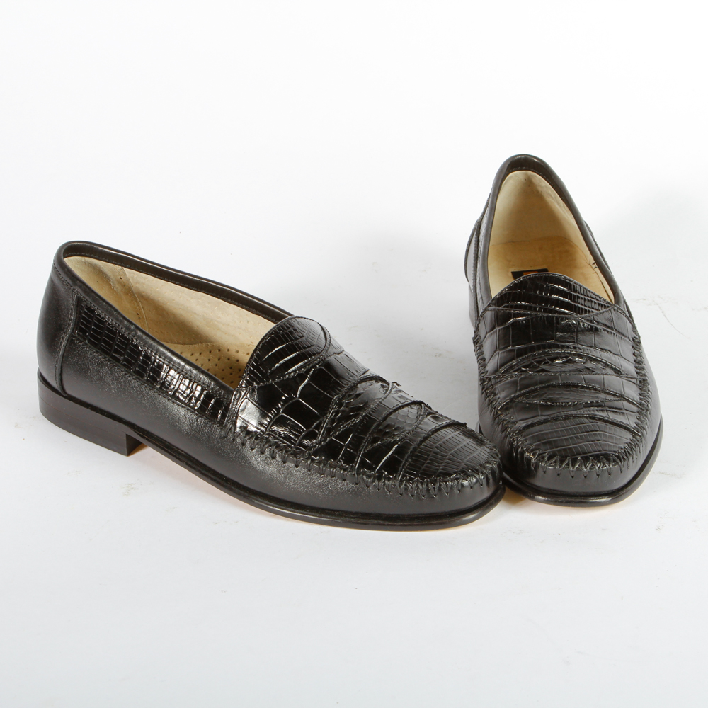 Two Pairs of Stacey Adams Snakeskin Loafers
